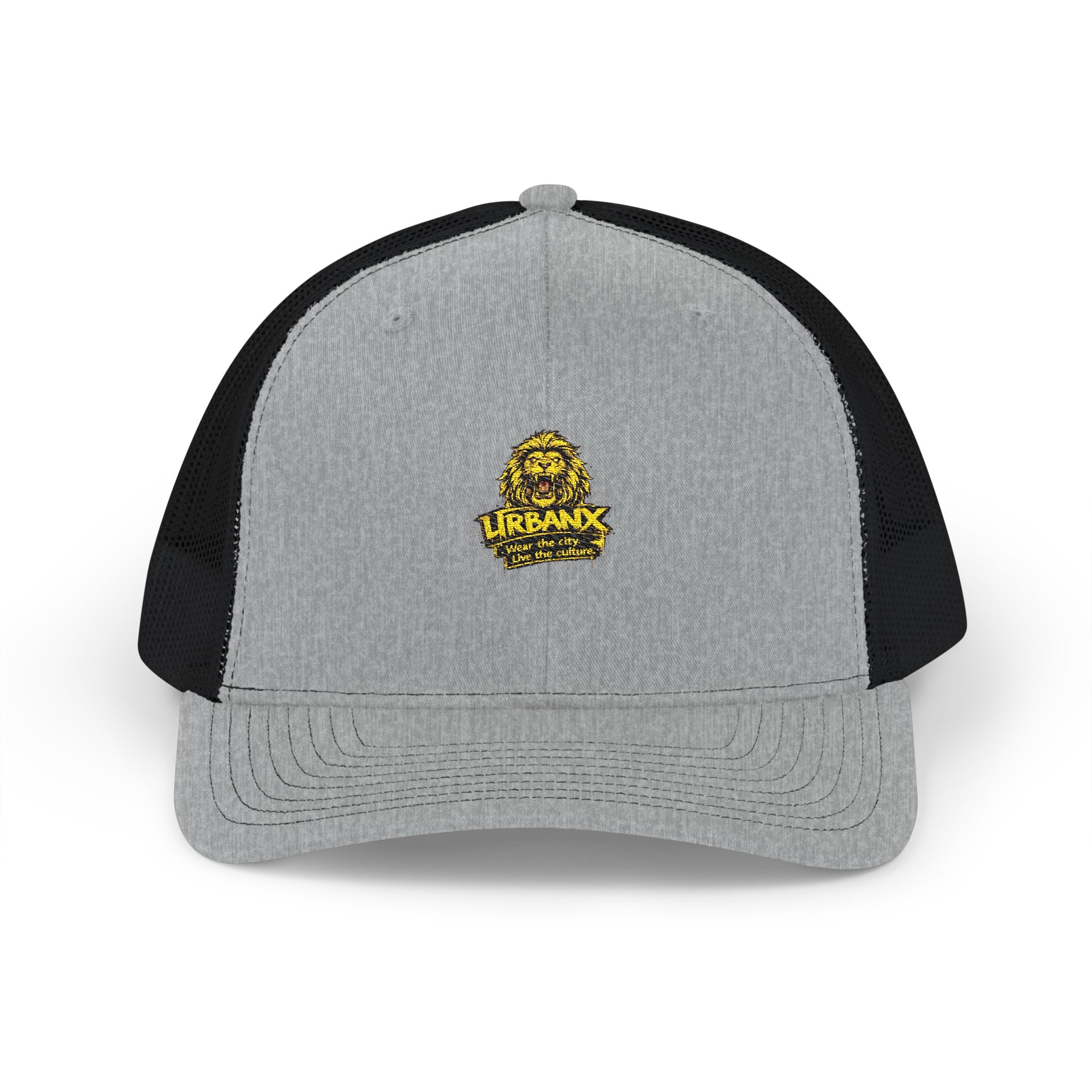 Embroidered Lion Logo Trucker Hat — Snapback Mesh Cap