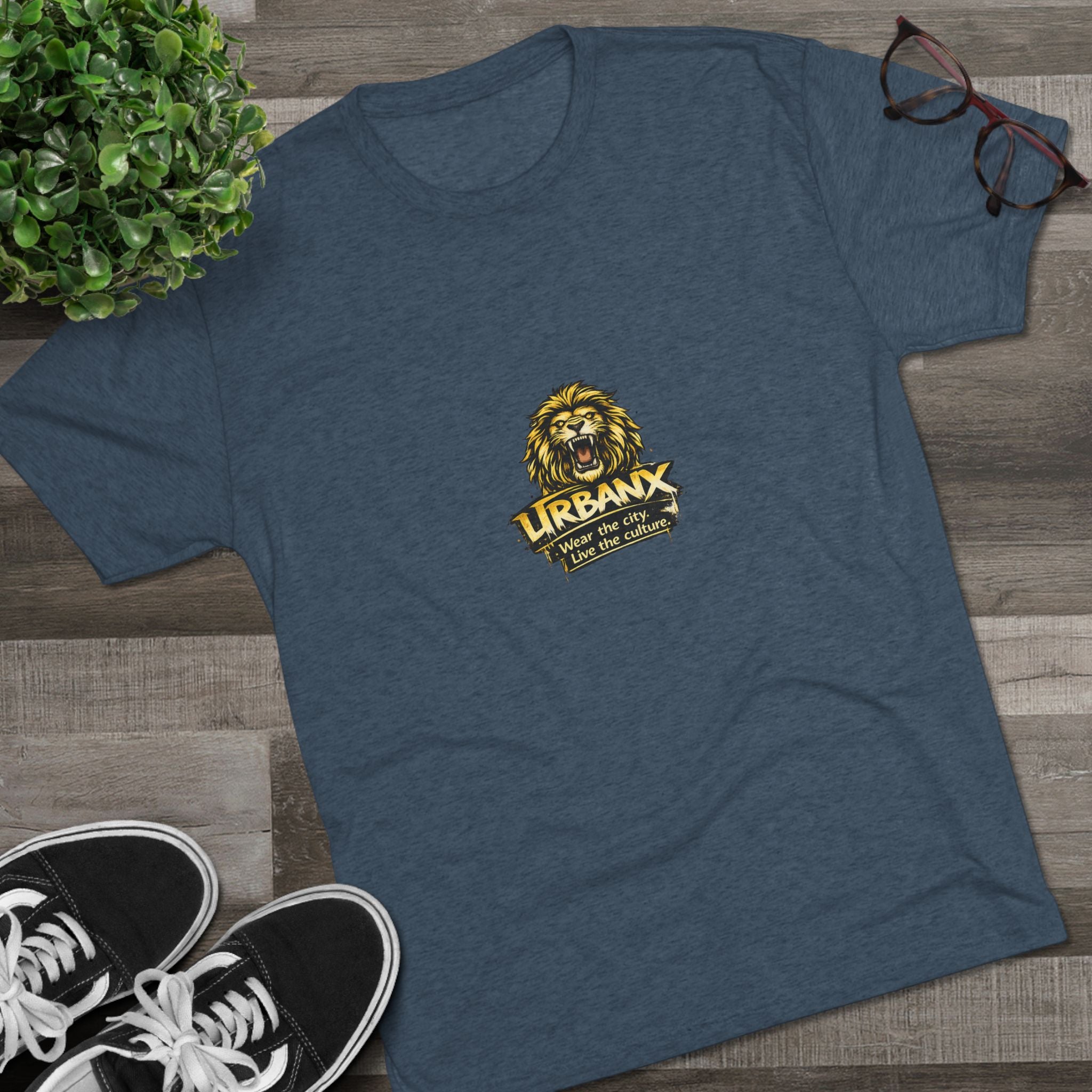 UrbanyX Lion Emblem Tee — "URBANX" Vintage Lion Logo Crew Shirt