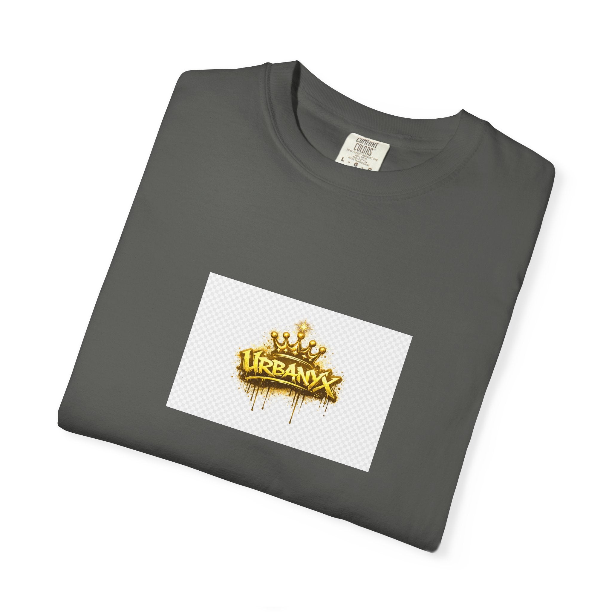 Crowned Urbanaxy Logo T-Shirt — Gold Drip Streetwear Tee