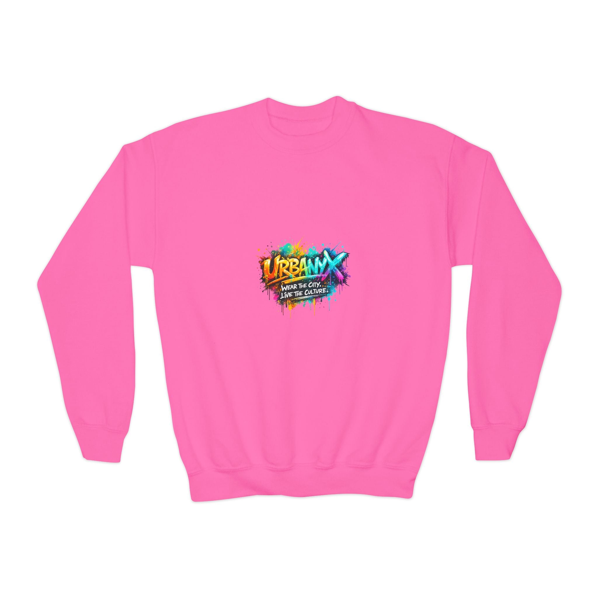 Urbanyx Youth Crewneck Sweatshirt - Colorful Urban Graffiti Logo Crew