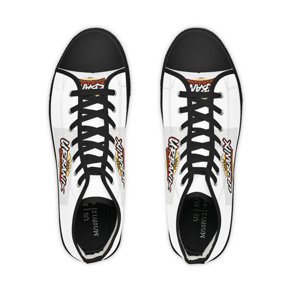 Urbany High Top Sneakers — Urbanix Graffiti Logo White Canvas