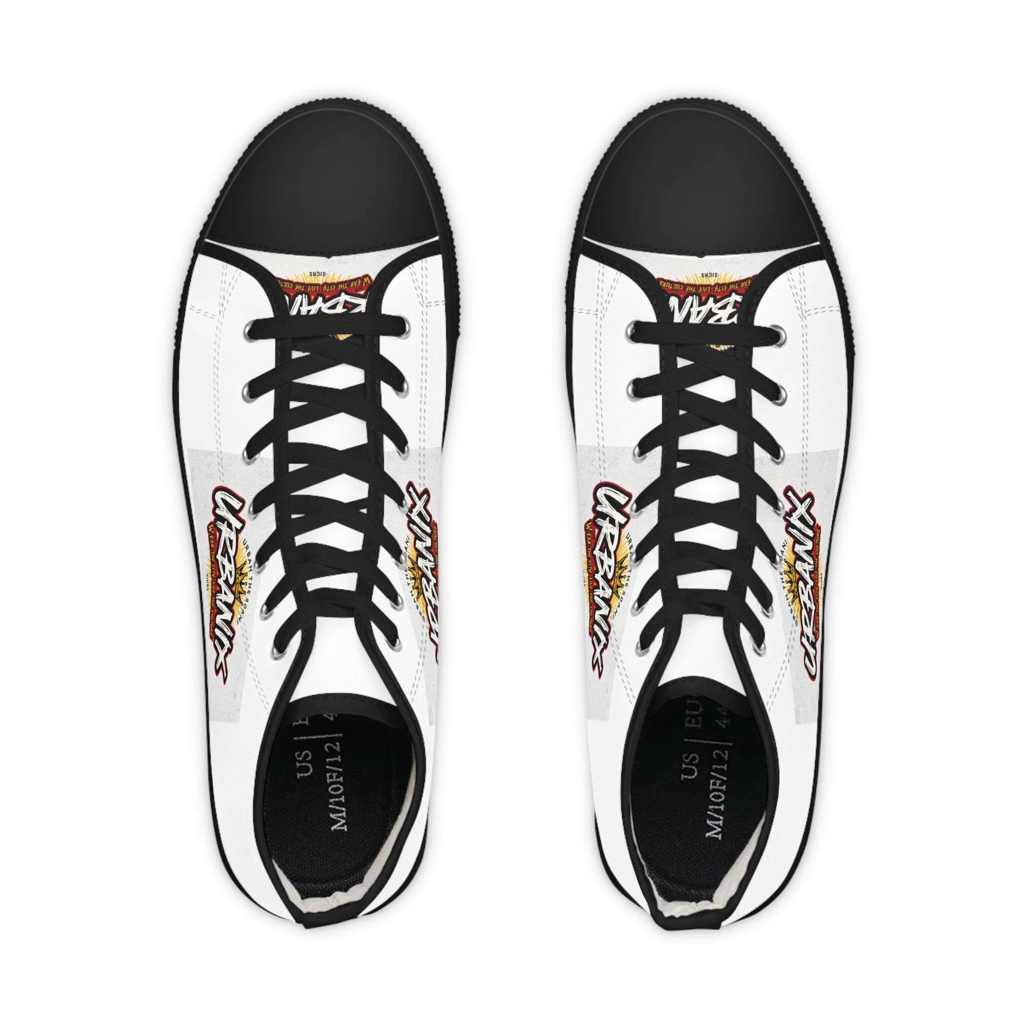 Urbany High Top Sneakers — Urbanix Graffiti Logo White Canvas