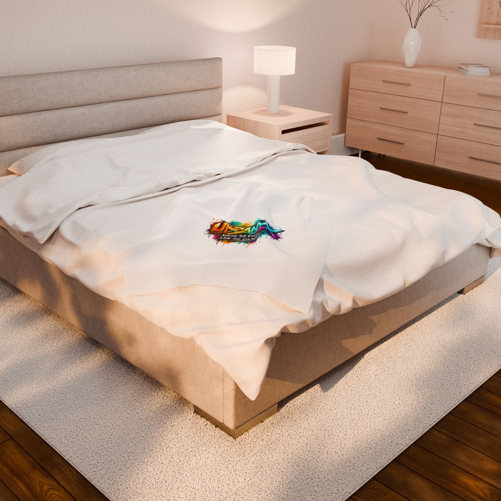 Urbanyx Graffiti Velveteen Plush Blanket — 'Wear the City, Live the Culture' Cozy Throw