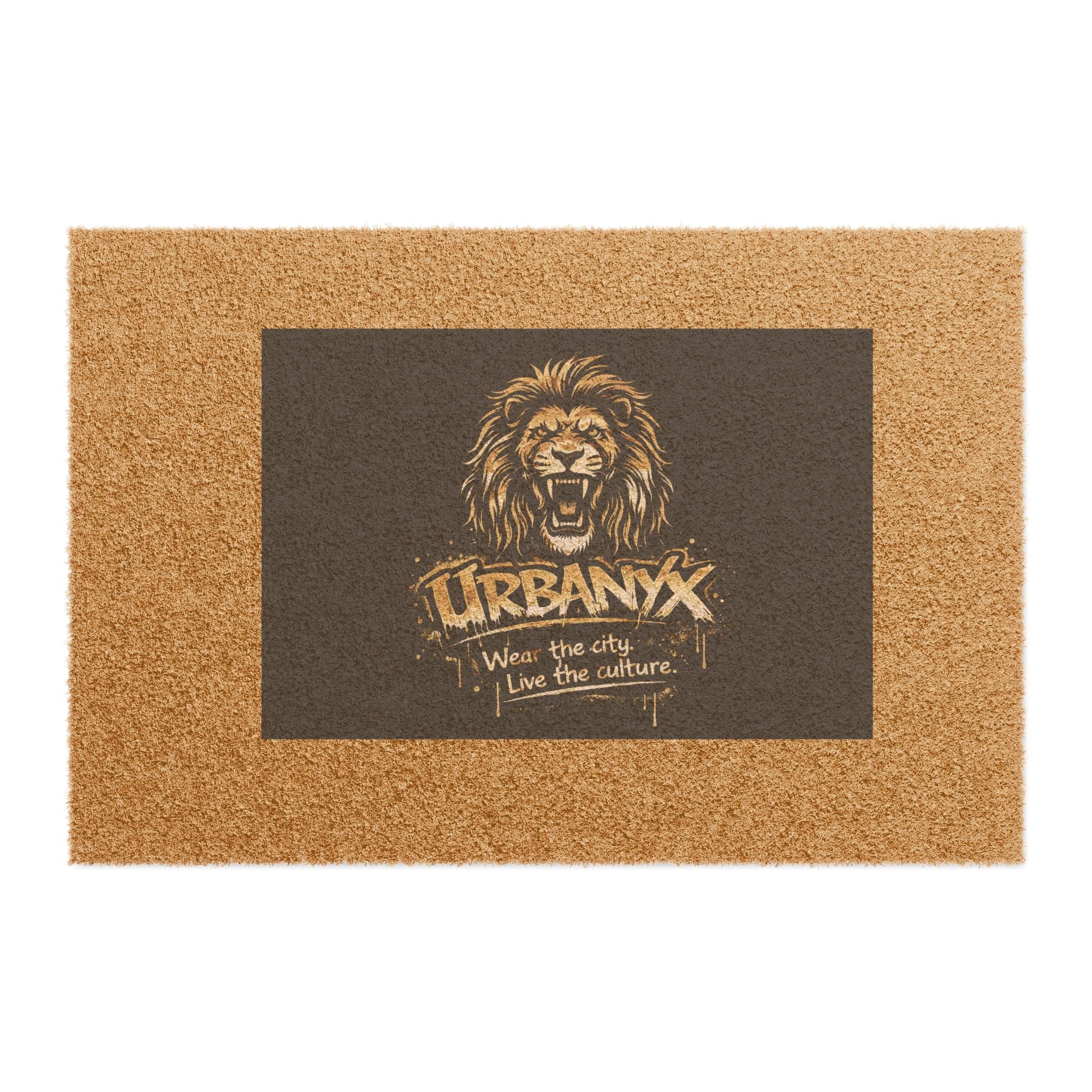 Urbanyx Lion Graphic Doormat — 'URBANX: Wear the city, Live the culture' Coir Welcome Mat