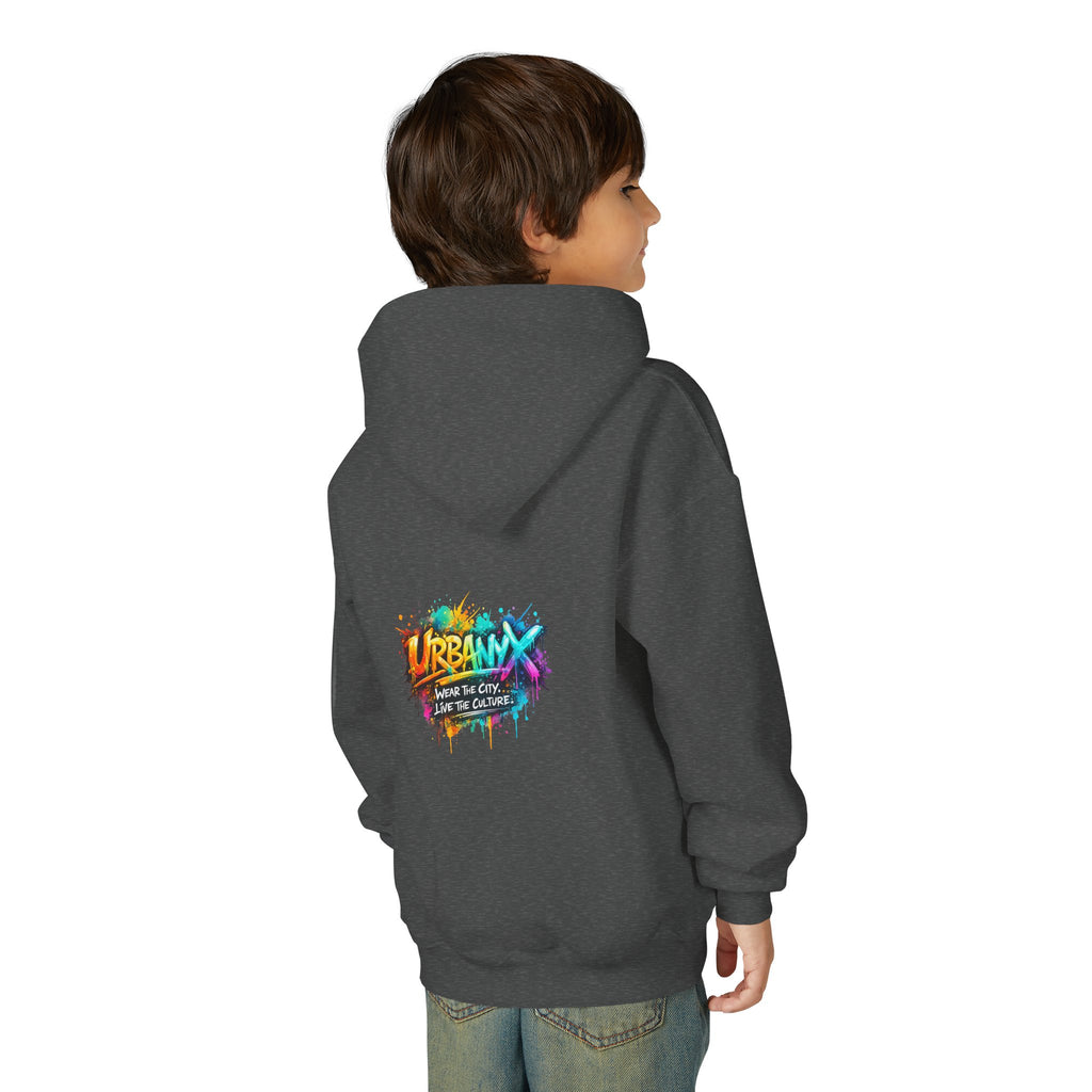 Urbanyx Youth Hoodie — UrbanX Graffiti Logo Sweatshirt (Color Splash)