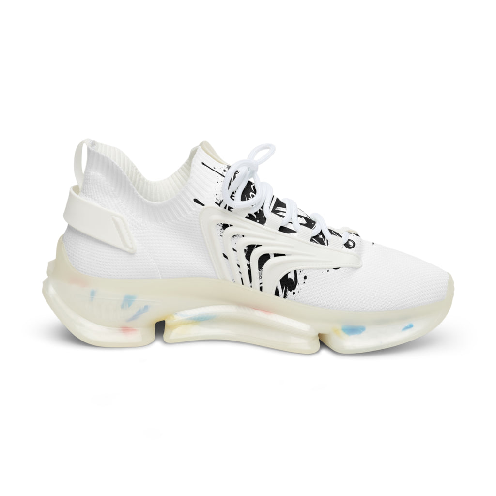 Men's White Mesh Sneakers with Black Star Graphic — Lightweight Athletic Shoes Urbanyx wear the city , we the culture