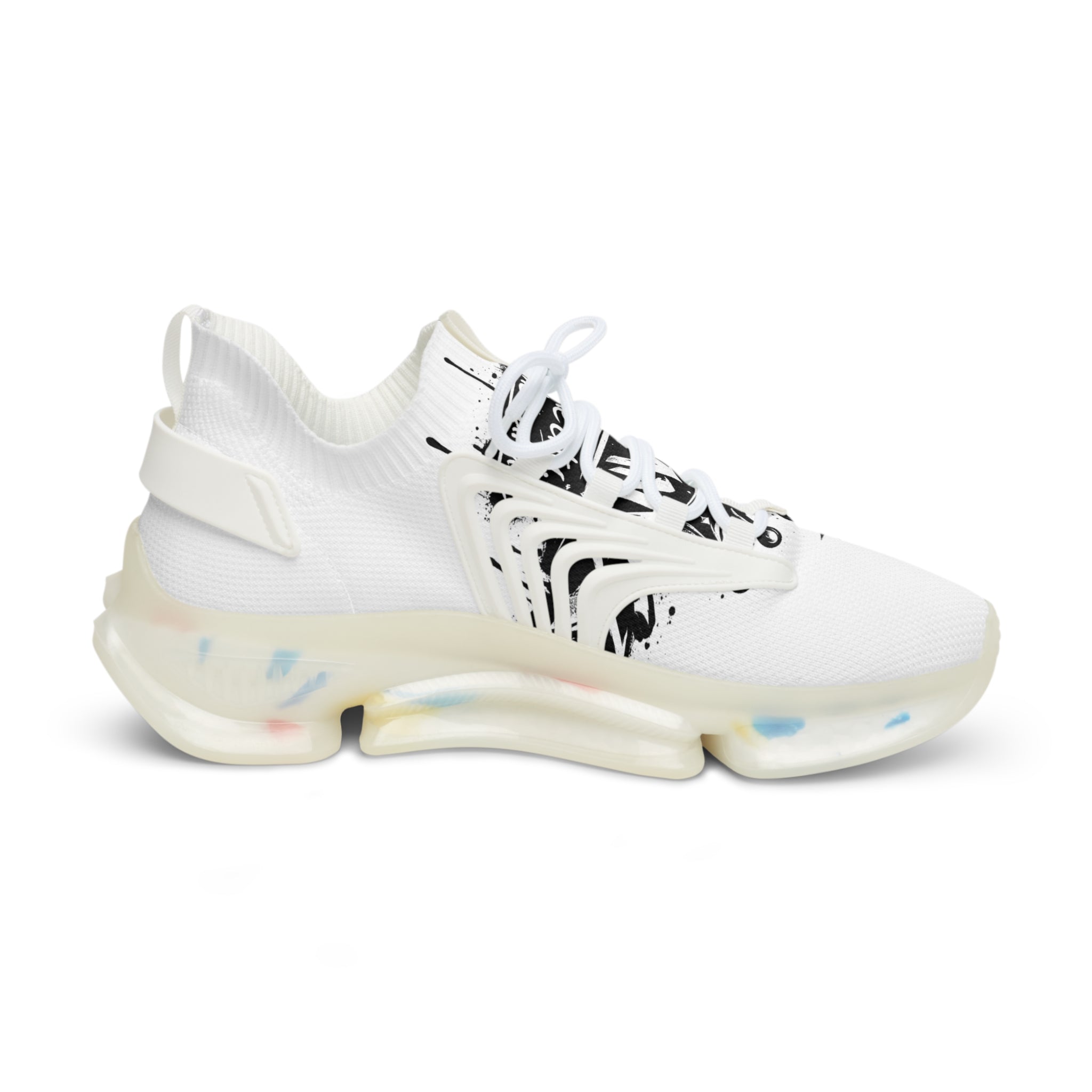 Men's White Mesh Sneakers with Black Star Graphic — Lightweight Athletic Shoes Urbanyx wear the city , we the culture