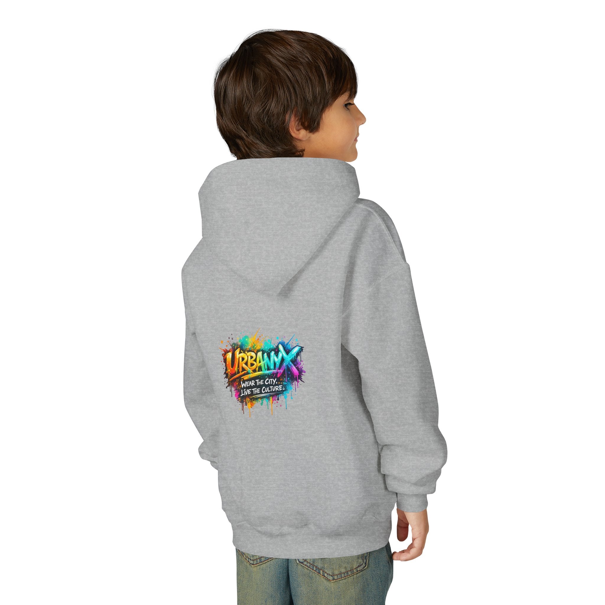 Urbanyx Youth Hoodie — UrbanX Graffiti Logo Sweatshirt (Color Splash)