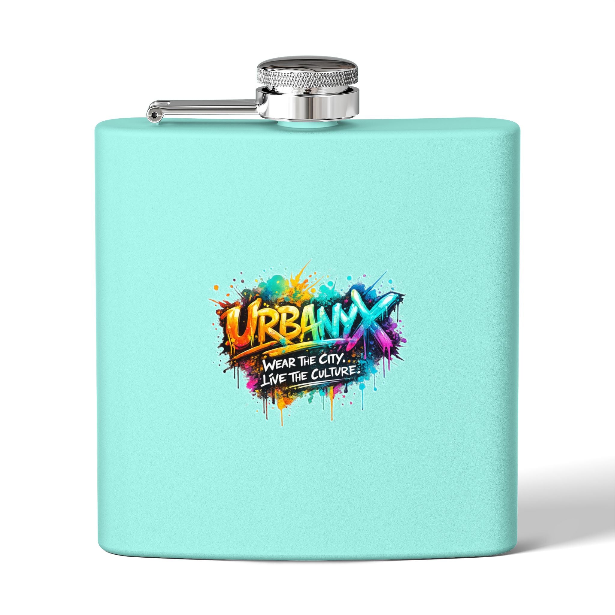 Urbanyx 6oz Stainless Steel Flask — Urban Graffiti "URBANX" Logo (Wear the City, Live the Culture)