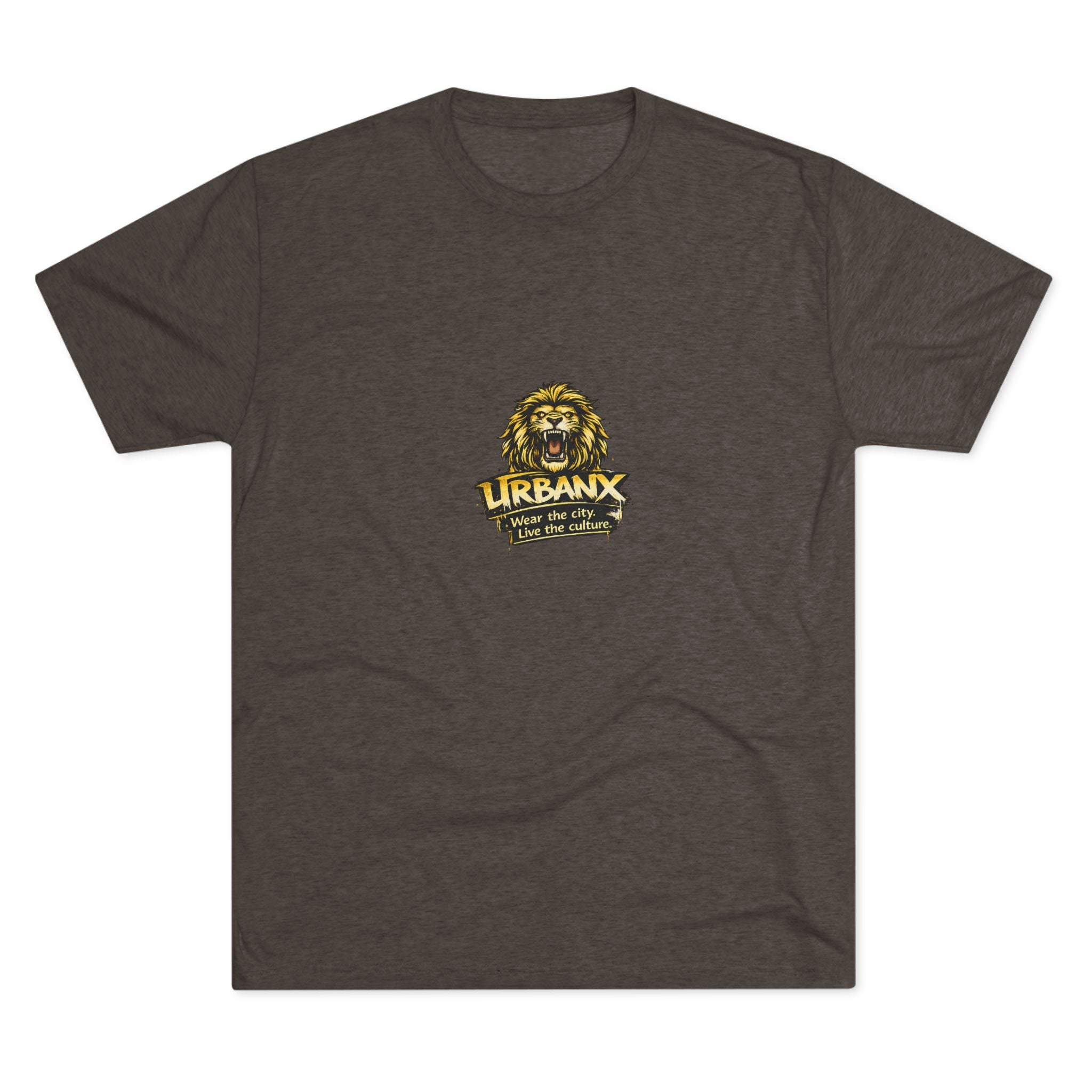 UrbanyX Lion Emblem Tee — "URBANX" Vintage Lion Logo Crew Shirt