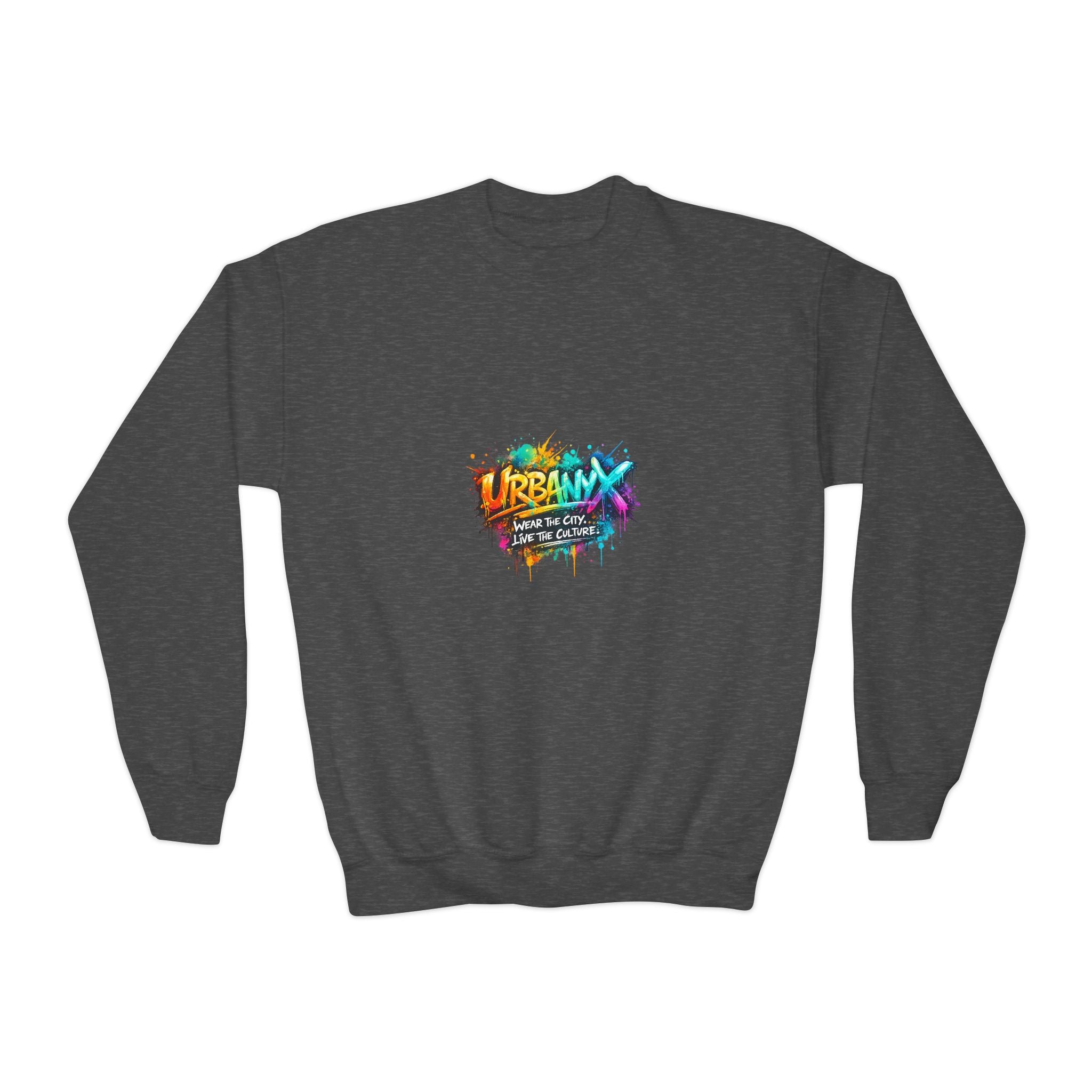 Urbanyx Youth Crewneck Sweatshirt - Colorful Urban Graffiti Logo Crew