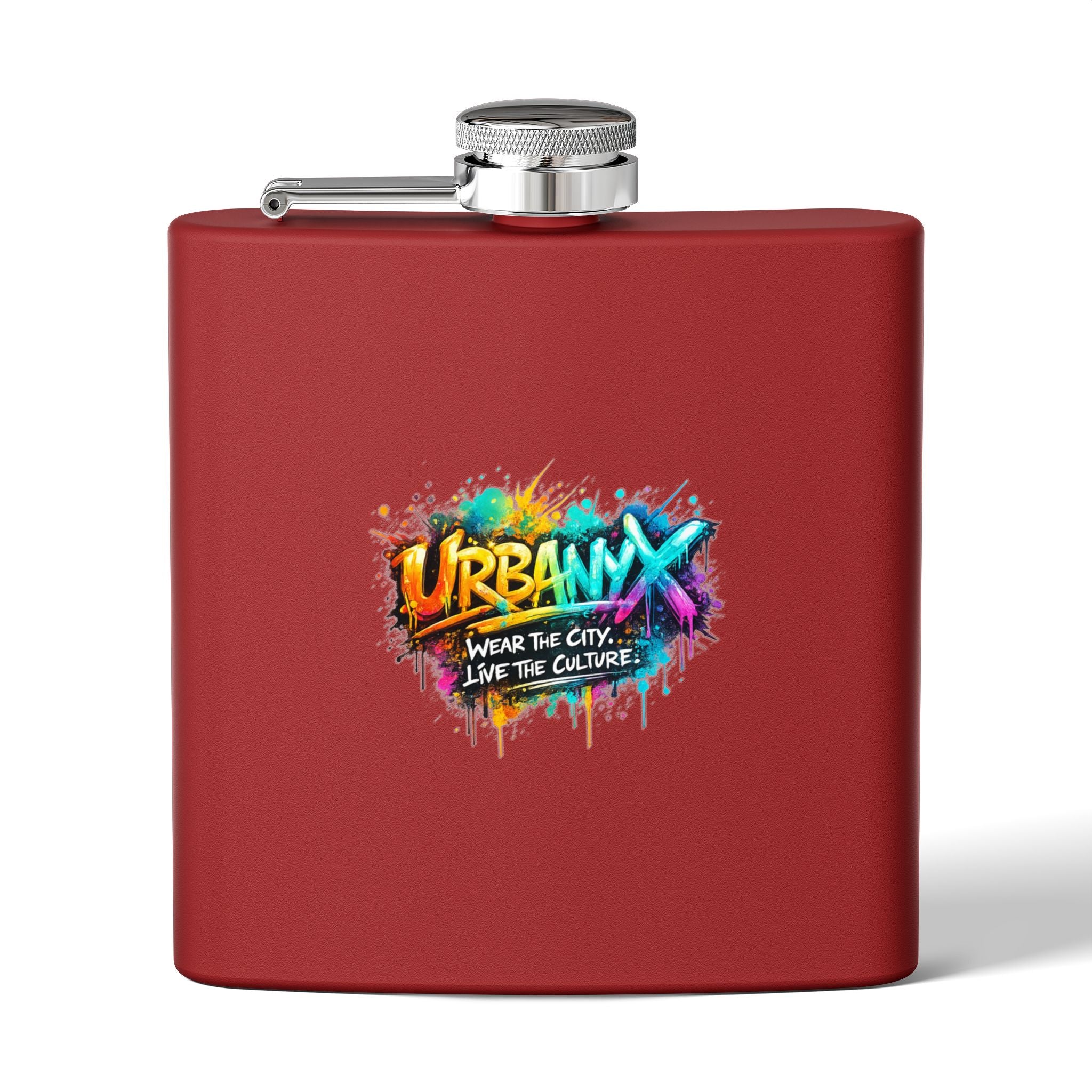 Urbanyx 6oz Stainless Steel Flask — Urban Graffiti "URBANX" Logo (Wear the City, Live the Culture)