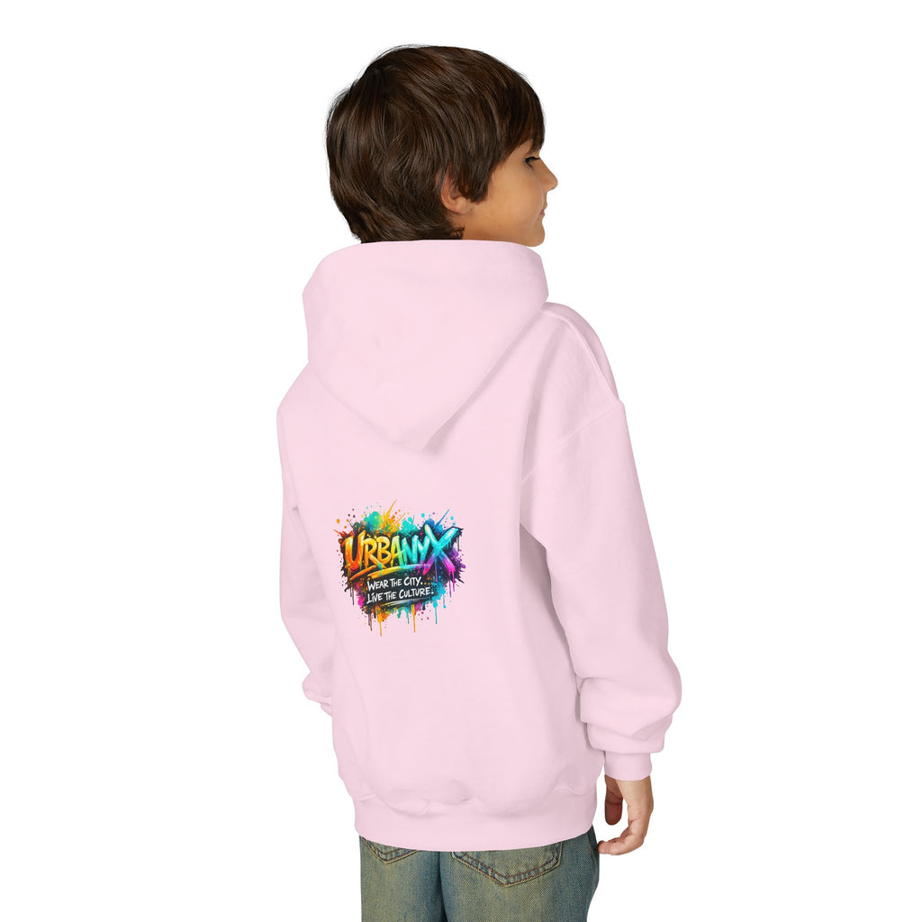 Urbanyx Youth Hoodie — UrbanX Graffiti Logo Sweatshirt (Color Splash)