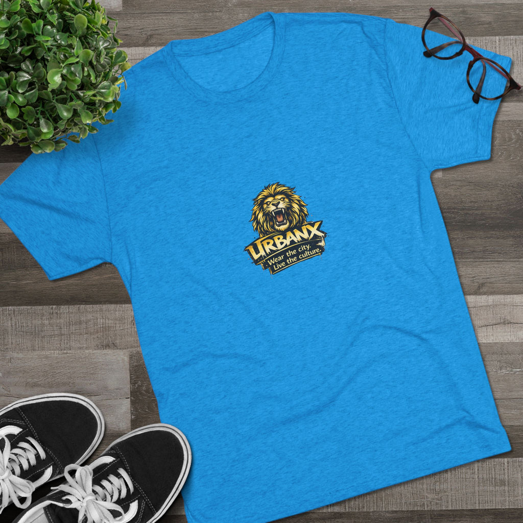 UrbanyX Lion Emblem Tee — "URBANX" Vintage Lion Logo Crew Shirt