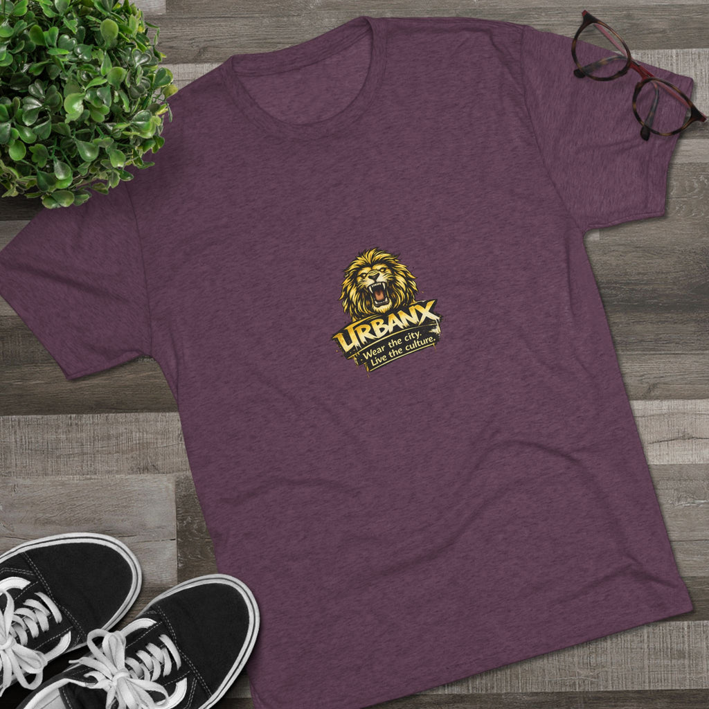 UrbanyX Lion Emblem Tee — "URBANX" Vintage Lion Logo Crew Shirt