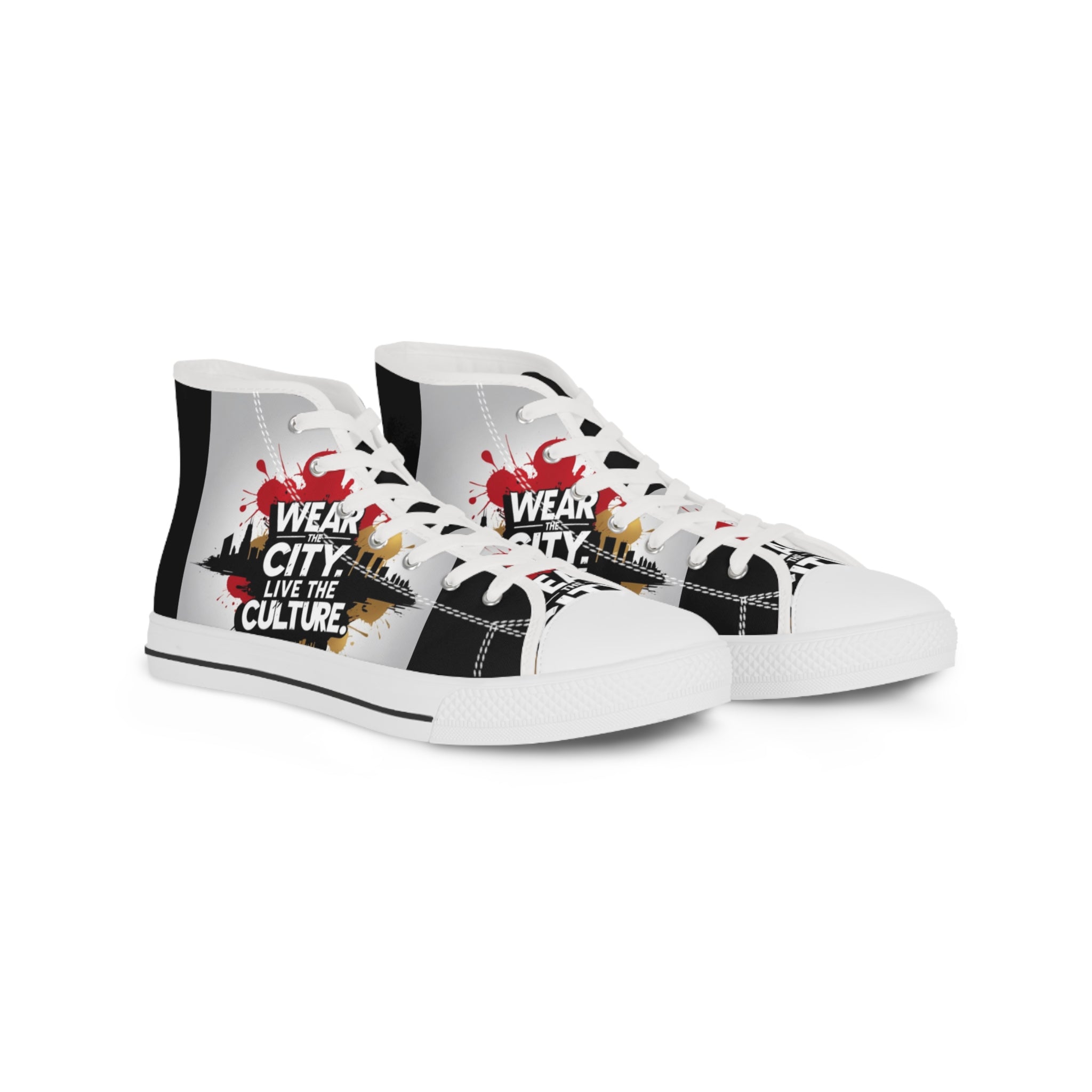 High Top Sneakers — "Wear the City, Live the Culture" Urban Street Art Design