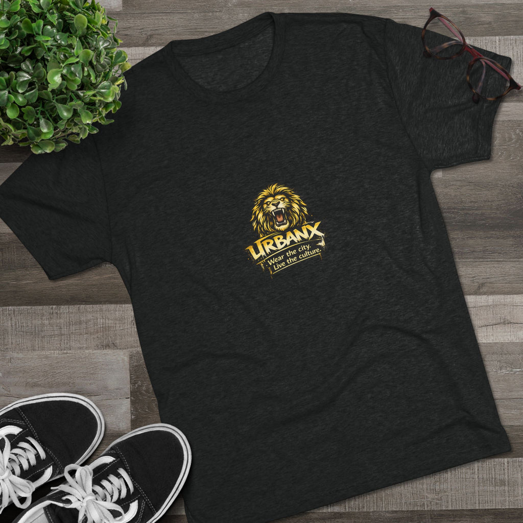 UrbanyX Lion Emblem Tee — "URBANX" Vintage Lion Logo Crew Shirt