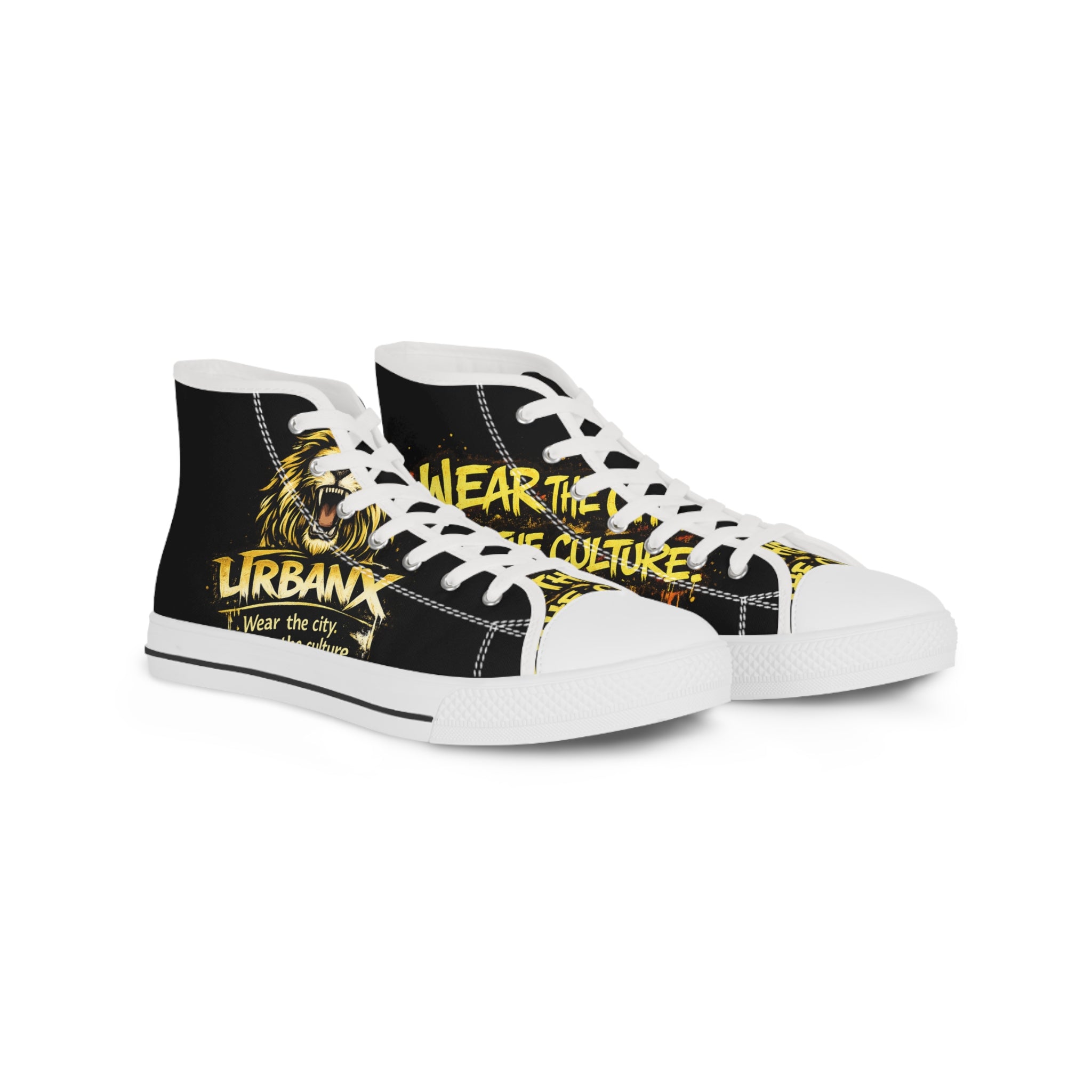 UrbanX High-Top Sneakers — 'Wear the City' Black & Gold Streetwear