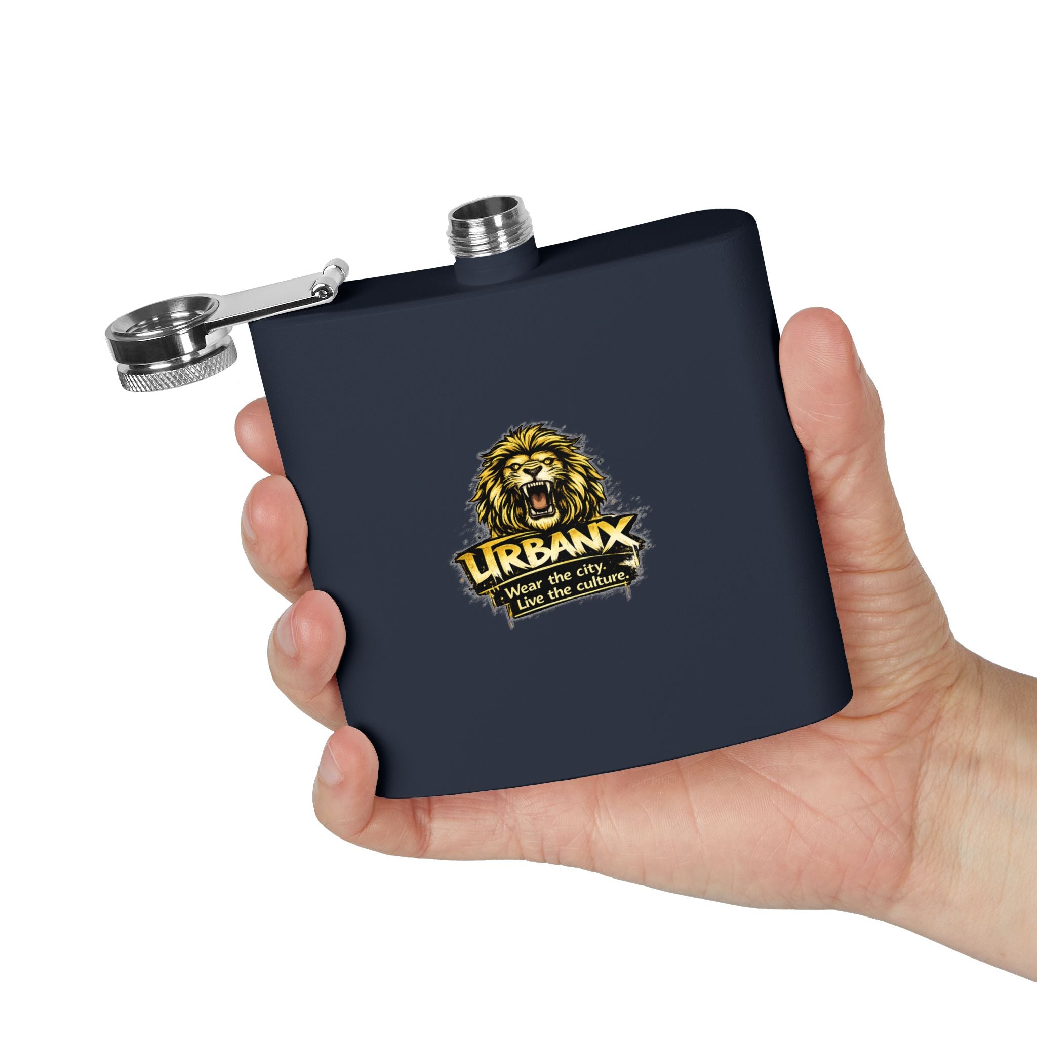 Urbanyx Flask — UrbanX Lion Logo 6oz Stainless Steel Hip Flask