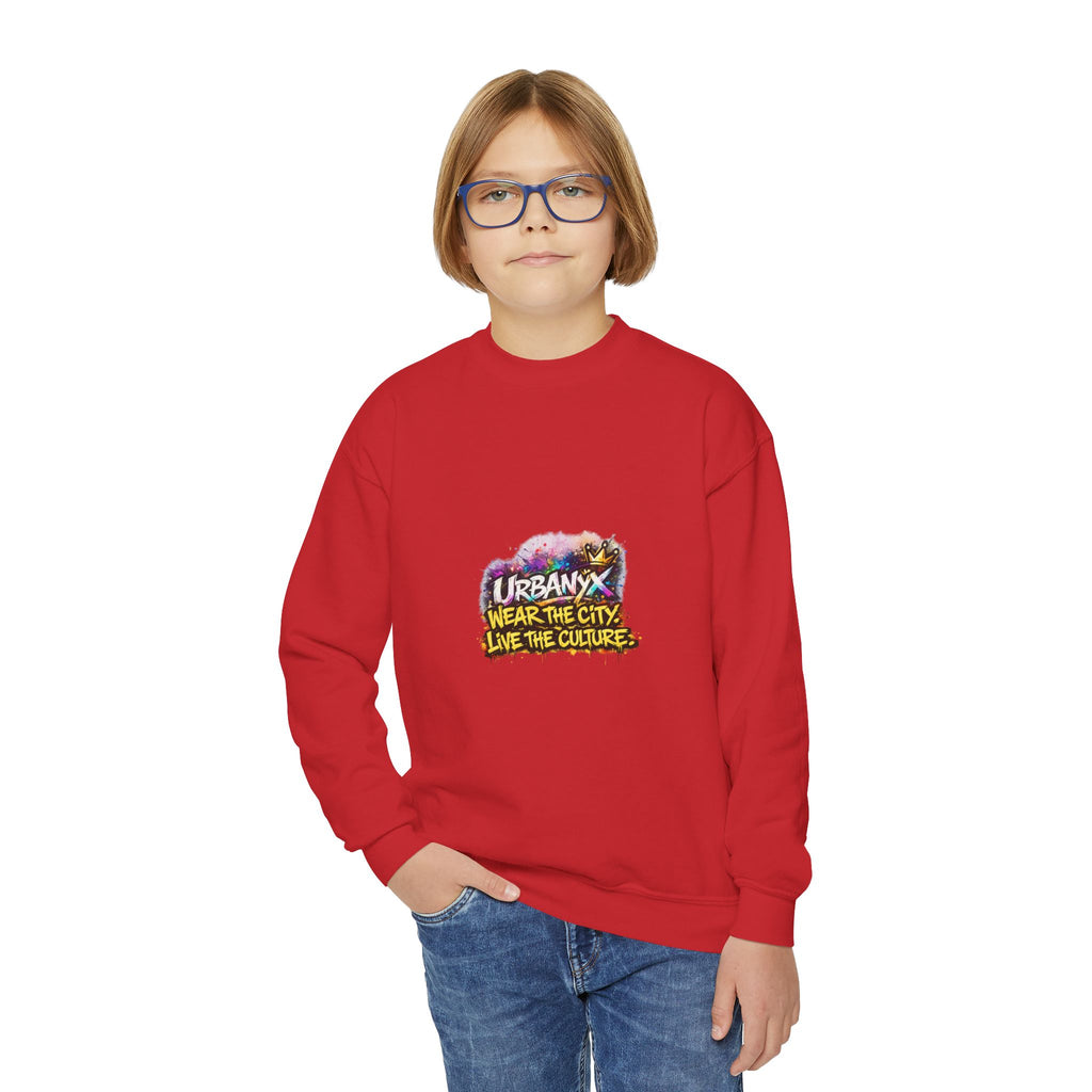 Urbanyx Youth Crewneck Sweatshirt — 'Urban Vibes' Colorful Graffiti Logo