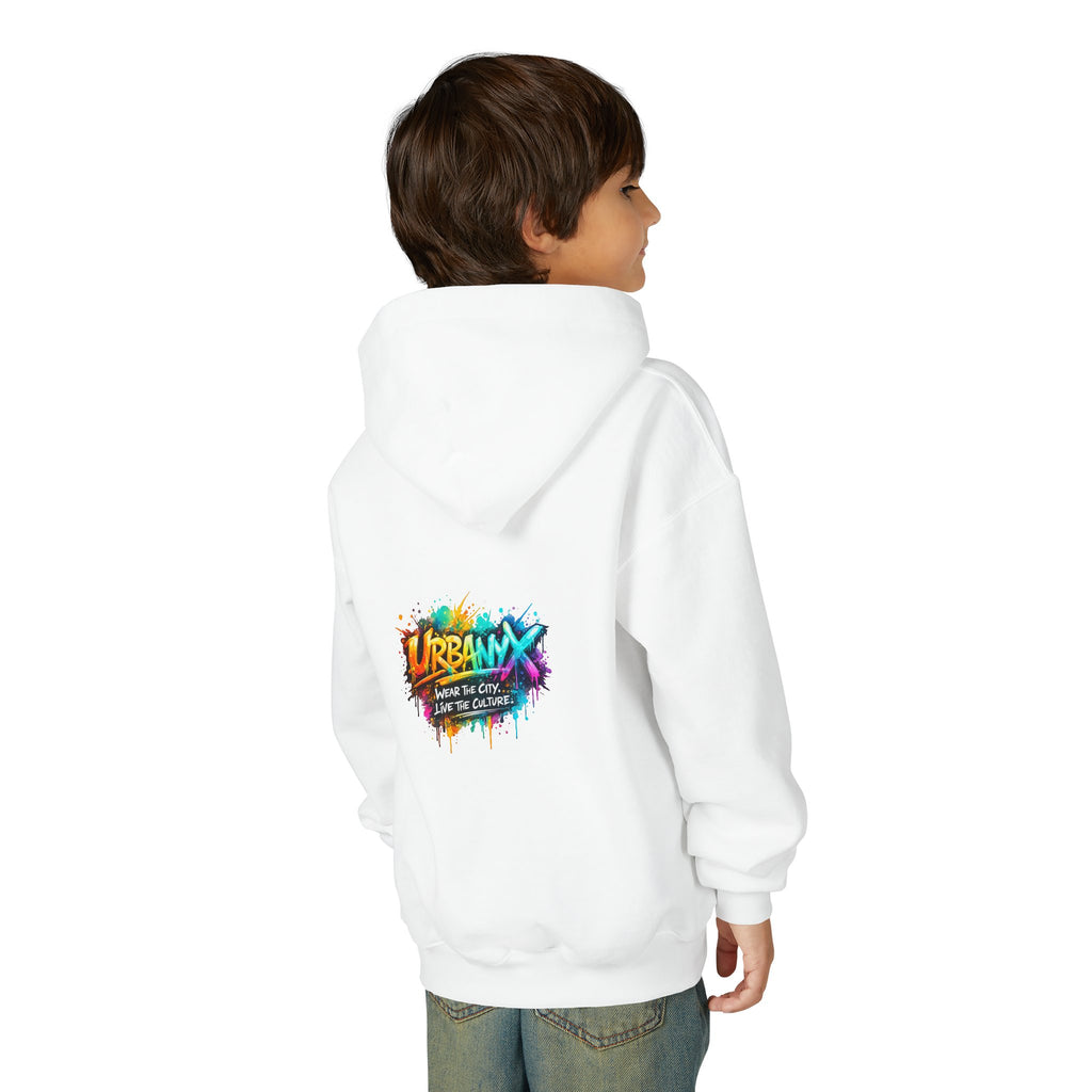 Urbanyx Youth Hoodie — UrbanX Graffiti Logo Sweatshirt (Color Splash)