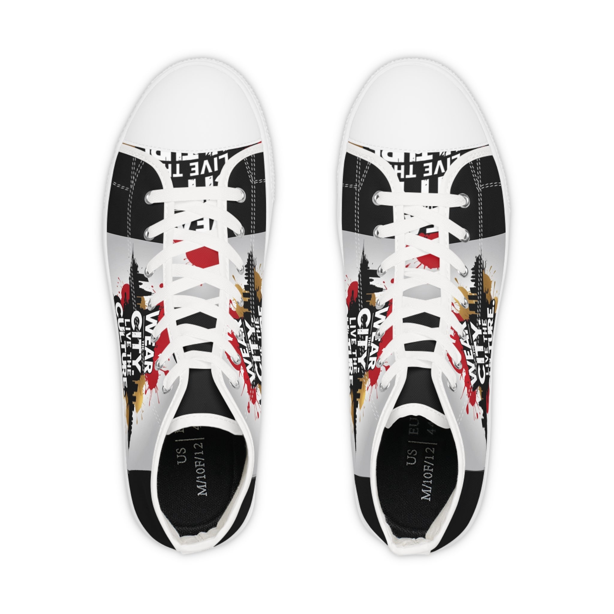 High Top Sneakers — "Wear the City, Live the Culture" Urban Street Art Design