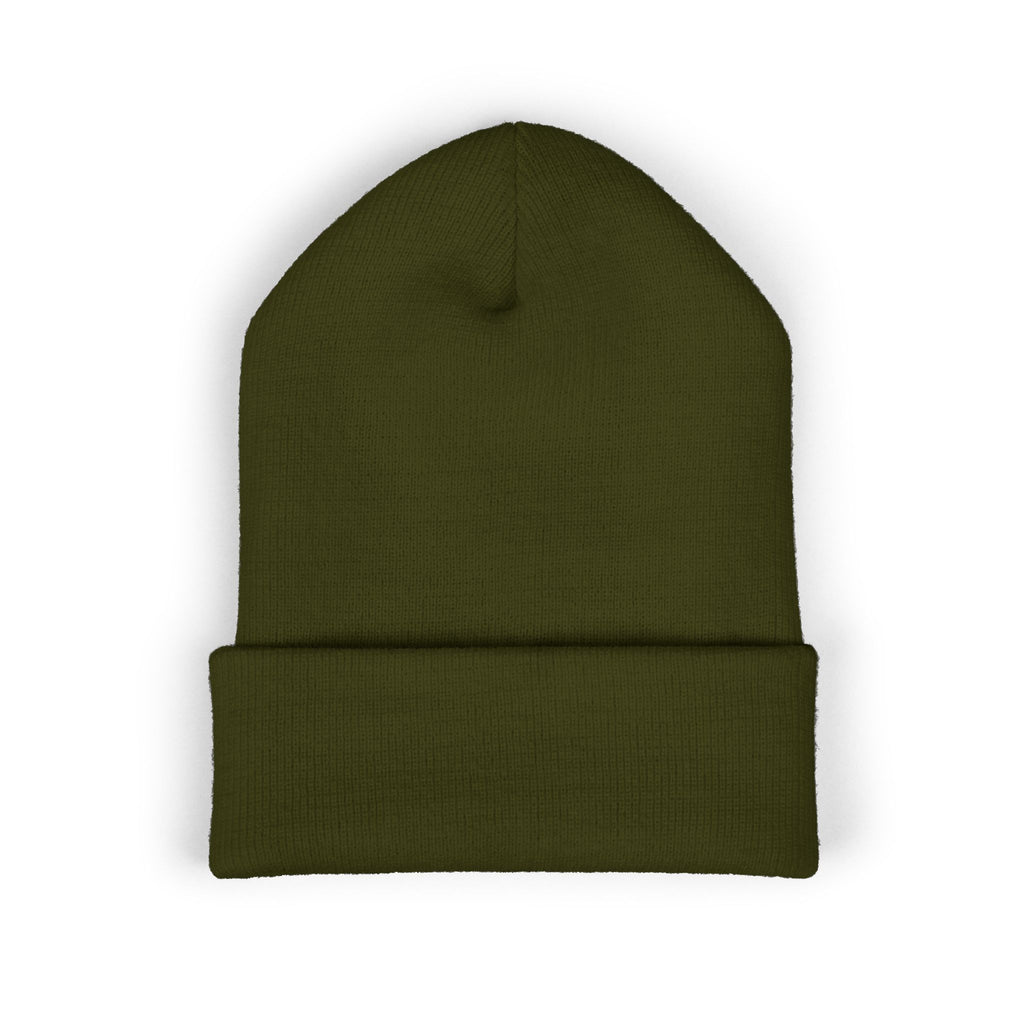 Urbanyx Embroidered Fire Patch Cuffed Beanie — Cozy White Knit Winter Hat