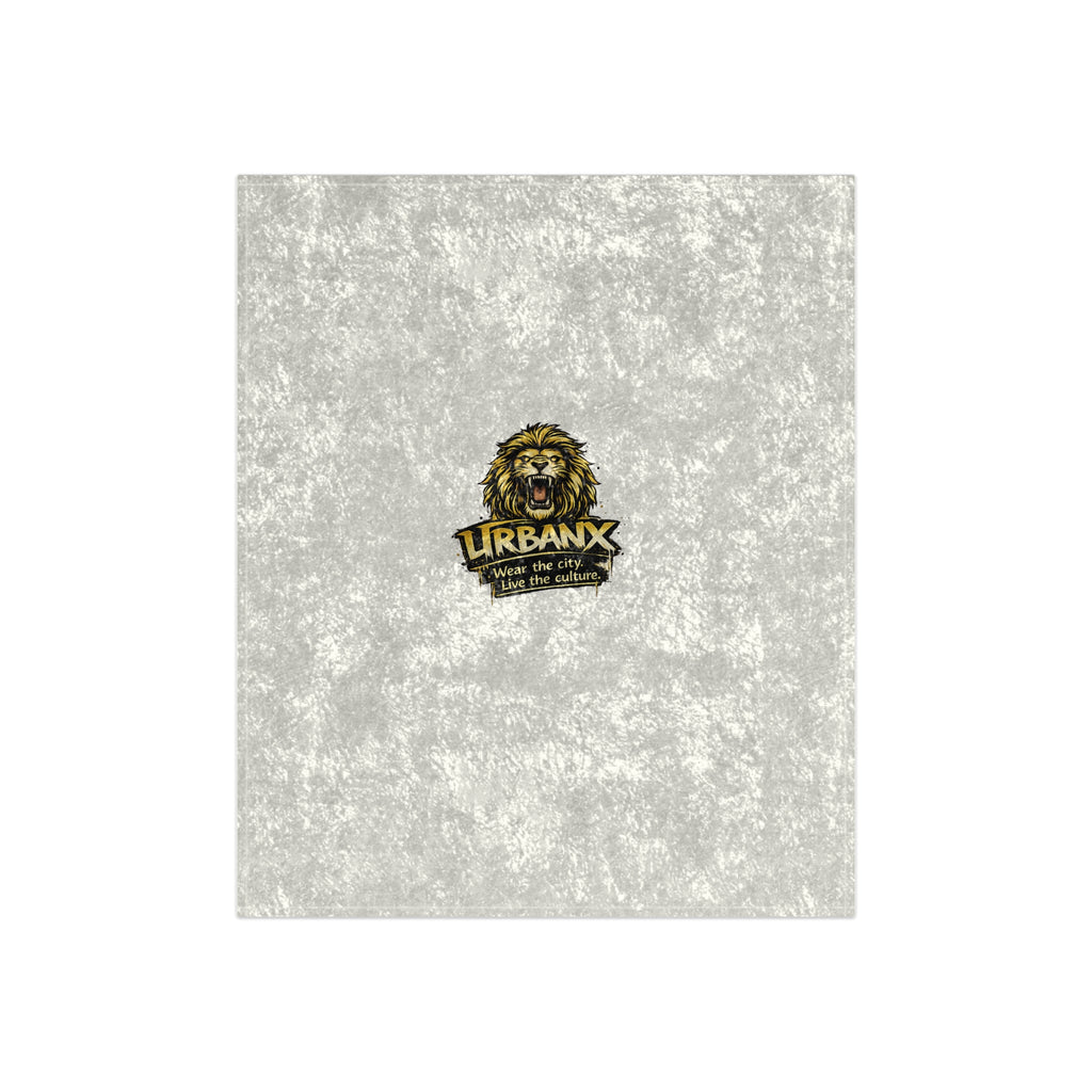Urbanyx Crushed Velvet Blanket with UrbanX Lion Logo — Luxe Soft Throw for Living Room, Dorm & Gift