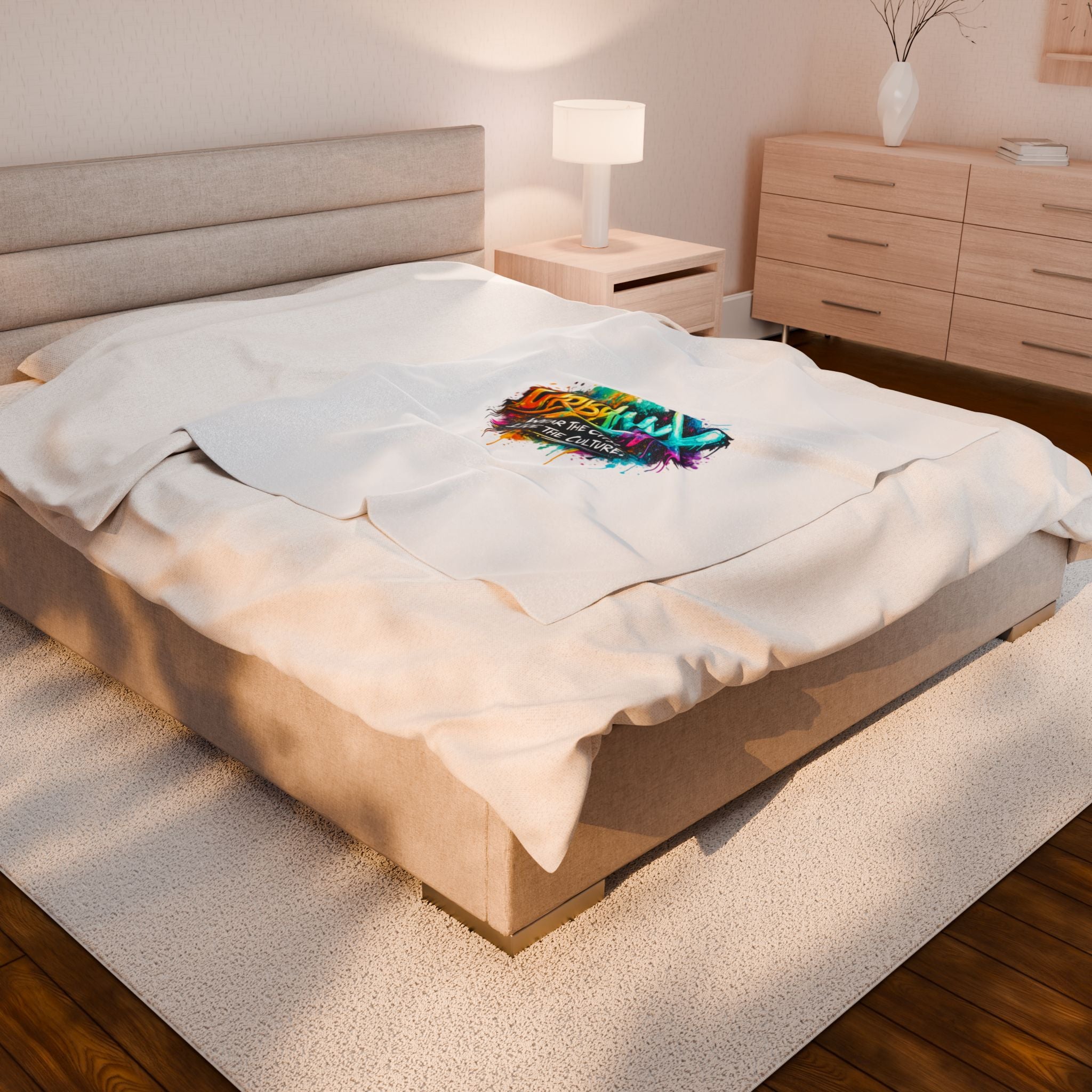 Urbanyx Graffiti Velveteen Plush Blanket — 'Wear the City, Live the Culture' Cozy Throw