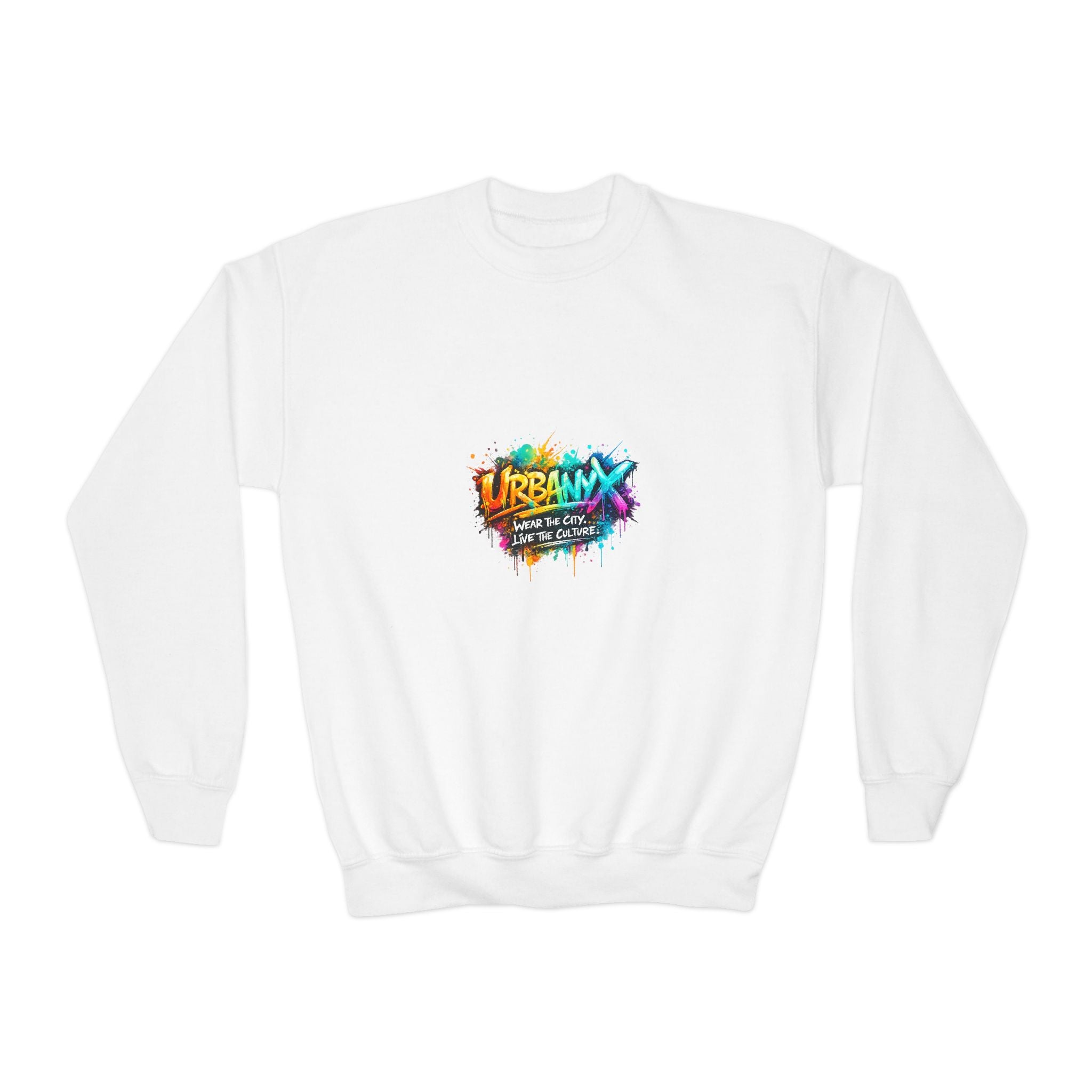 Urbanyx Youth Crewneck Sweatshirt - Colorful Urban Graffiti Logo Crew