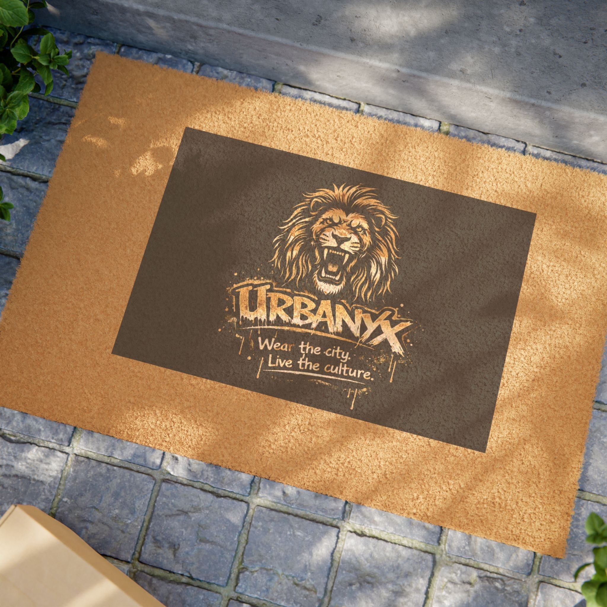 Urbanyx Lion Graphic Doormat — 'URBANX: Wear the city, Live the culture' Coir Welcome Mat