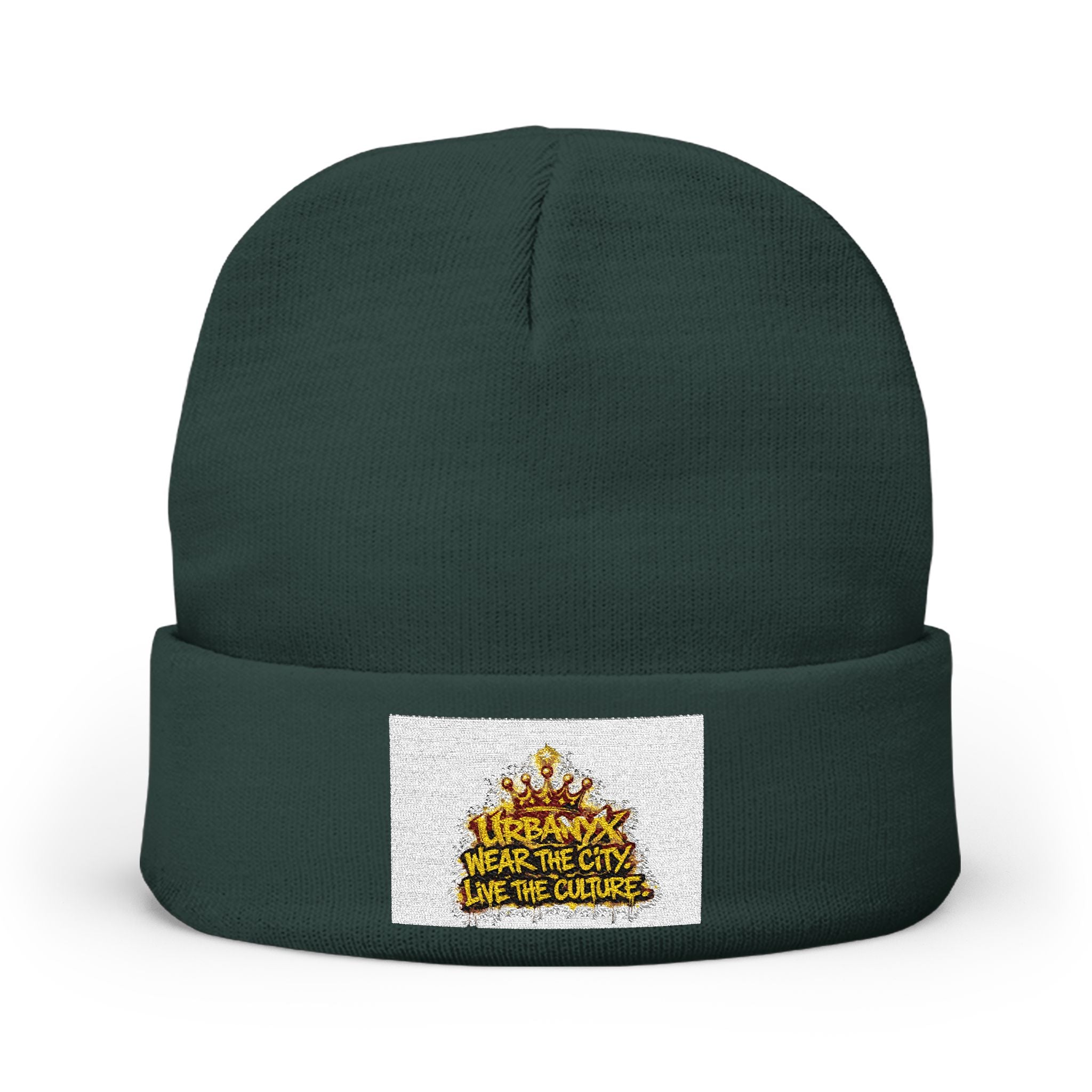 Urbanyx Embroidered Crown Knit Beanie — "Save the Cats, Save the Culture"