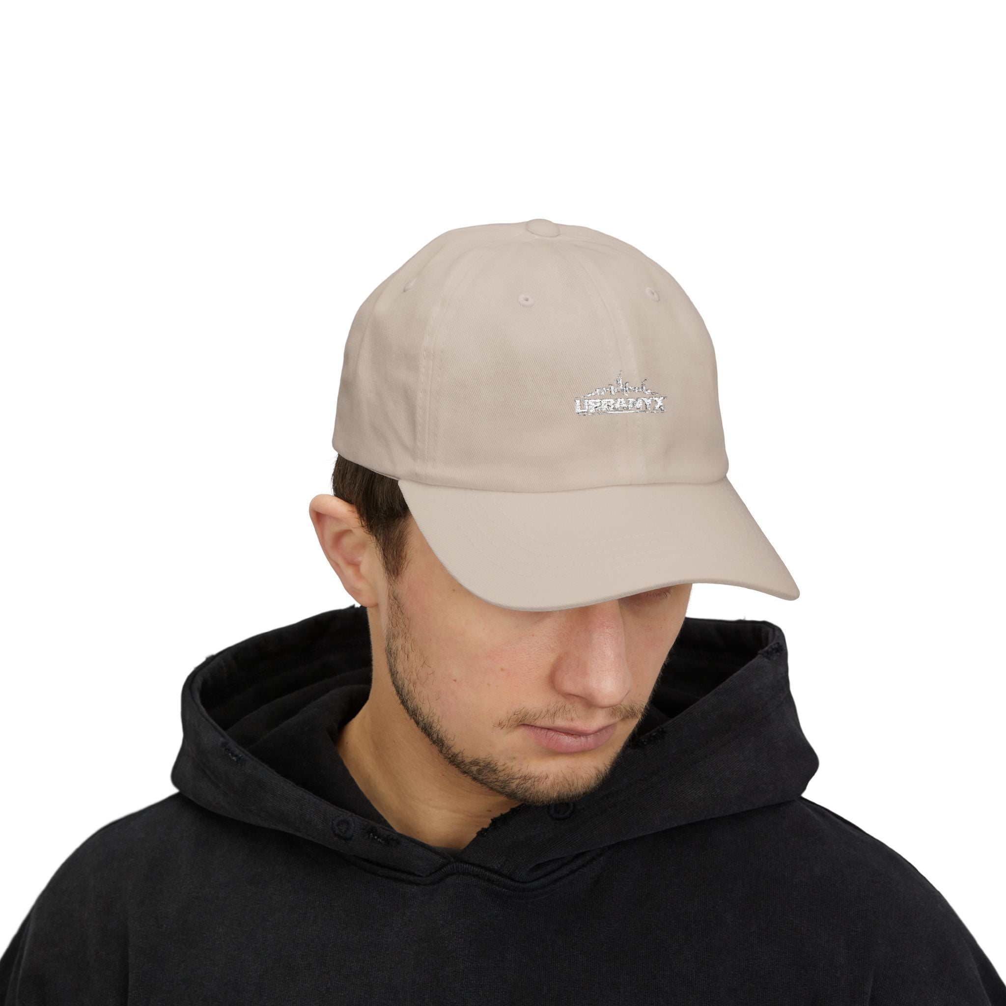 Urbanyx Dad Cap — Minimalist White Skyline Embroidered Hat