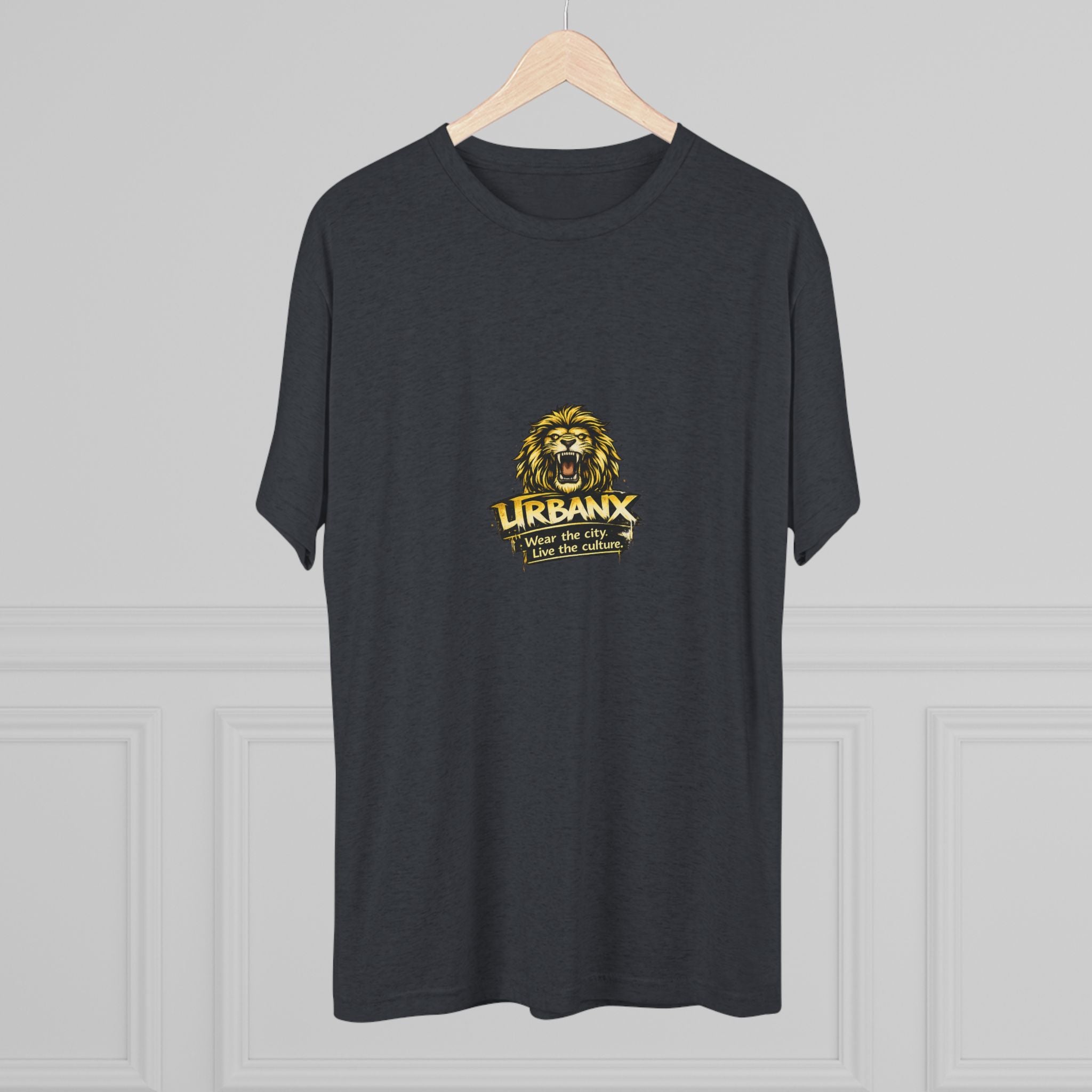 UrbanyX Lion Emblem Tee — "URBANX" Vintage Lion Logo Crew Shirt
