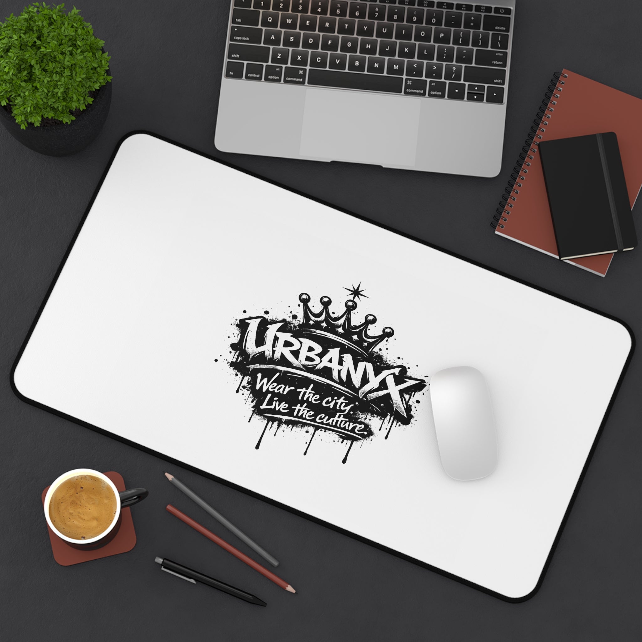 Urbanyx  Crown Desk Mat — Graffiti Logo Mouse Pad for Gamers & Creatives