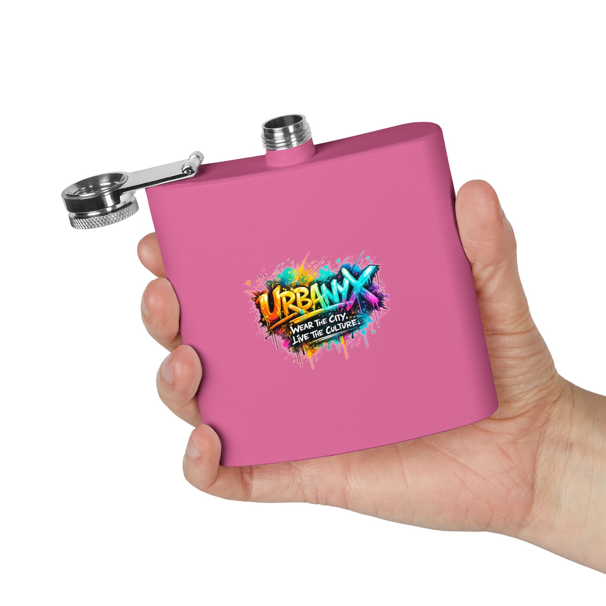 Urbanyx 6oz Stainless Steel Flask — Urban Graffiti "URBANX" Logo (Wear the City, Live the Culture)