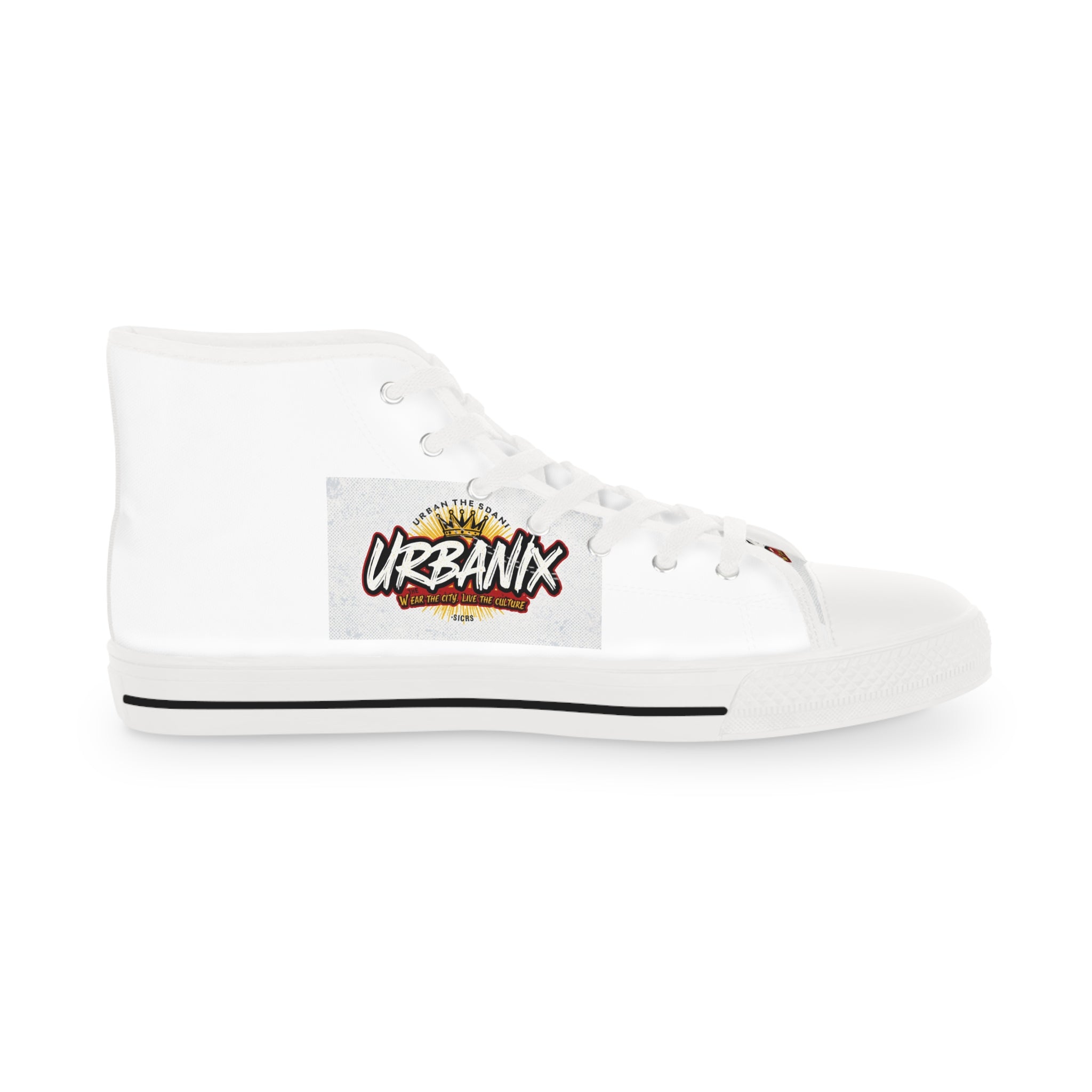 Urbany High Top Sneakers — Urbanix Graffiti Logo White Canvas
