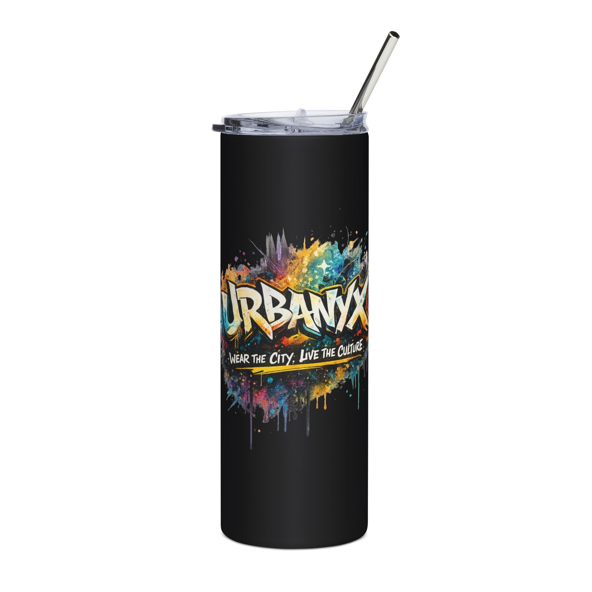Urbanyx 20oz Stainless Tumbler — Colorful Graffiti "Wear the City, Live the Culture" Drinkware
