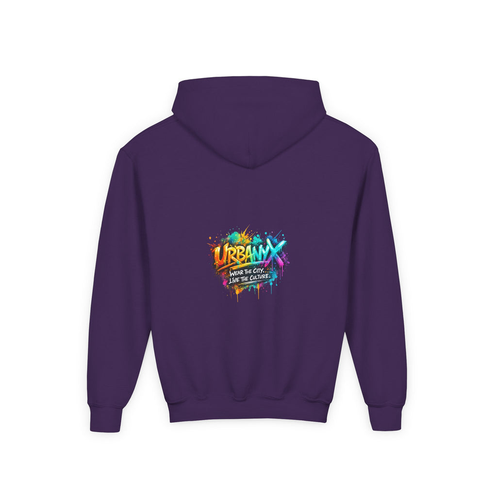 Urbanyx Youth Hoodie — UrbanX Graffiti Logo Sweatshirt (Color Splash)