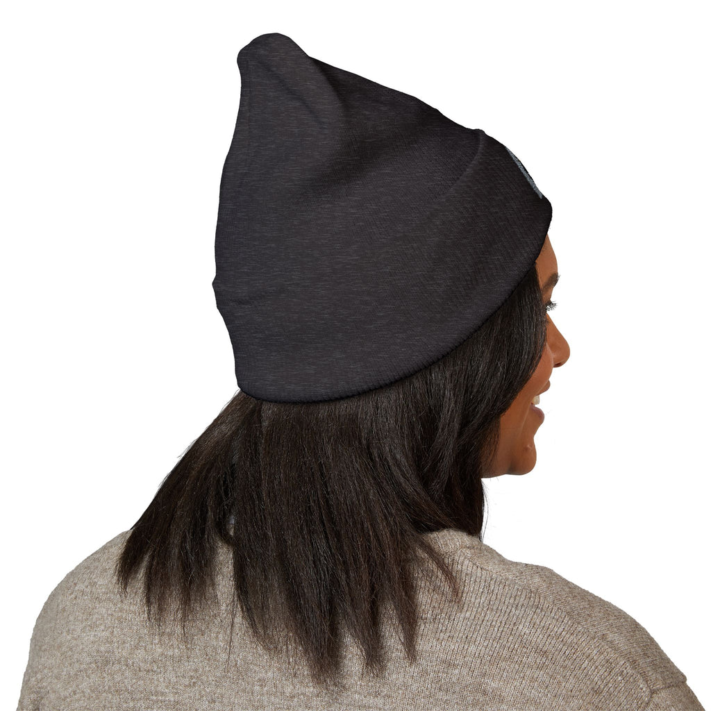 Urbanyx Embroidered Fire Patch Cuffed Beanie — Cozy White Knit Winter Hat