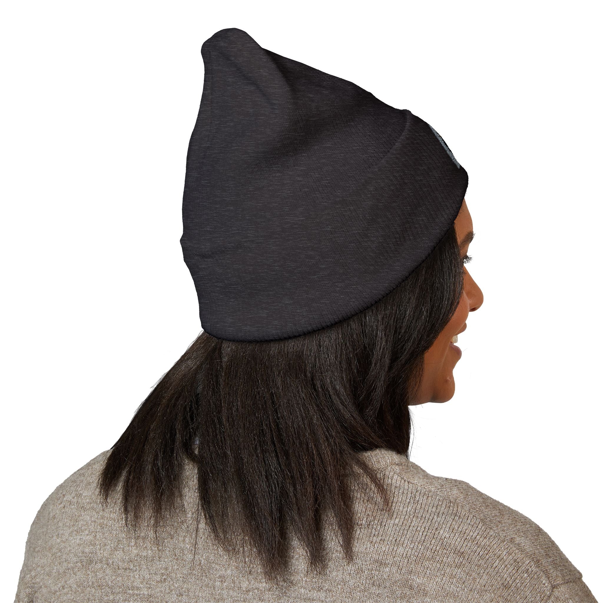 Urbanyx Embroidered Fire Patch Cuffed Beanie — Cozy White Knit Winter Hat