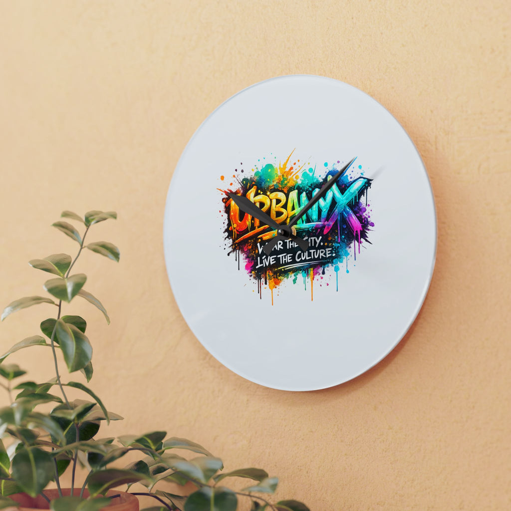 Urbanyx Acrylic Wall Clock — Colorful Urban Graffiti Design