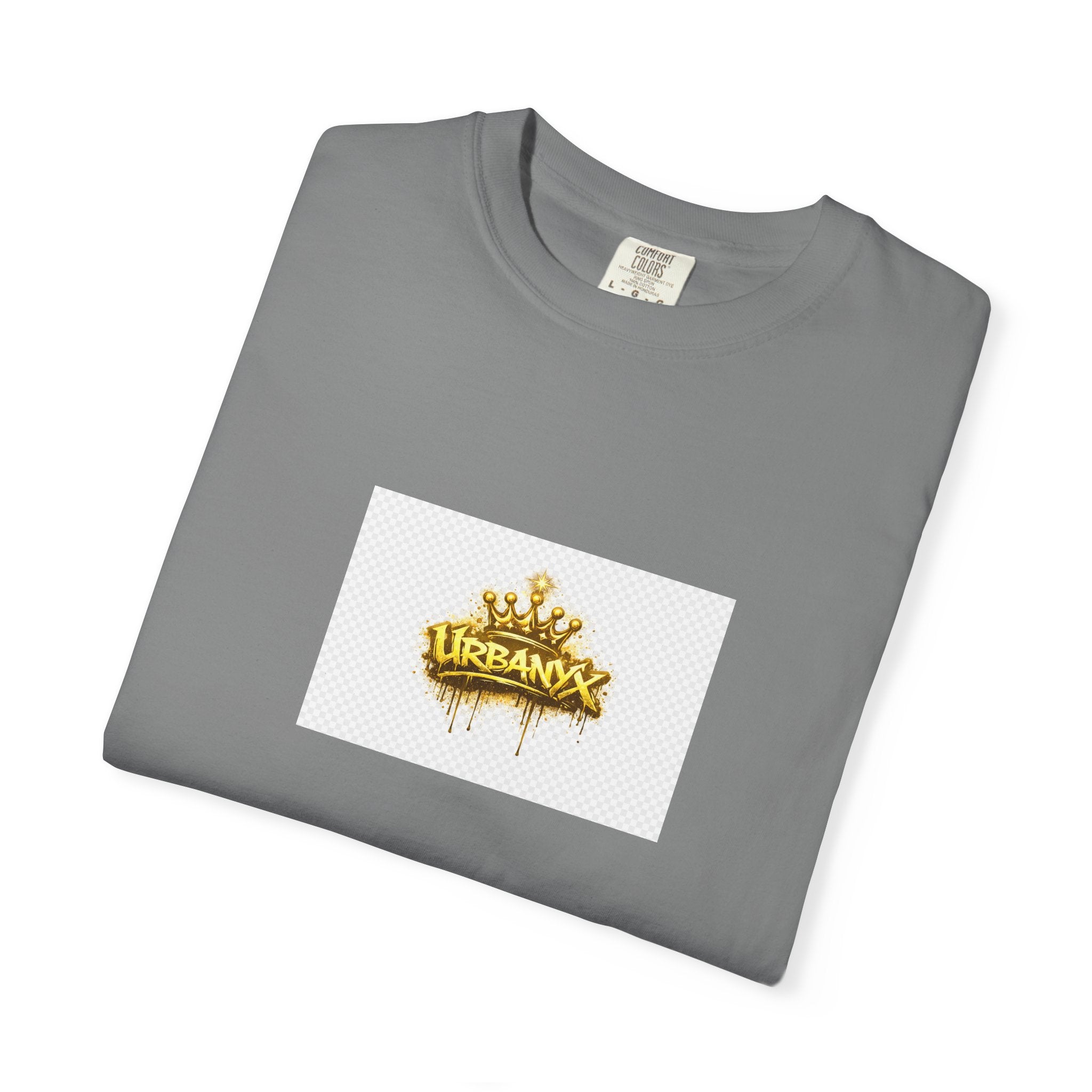 Crowned Urbanaxy Logo T-Shirt — Gold Drip Streetwear Tee