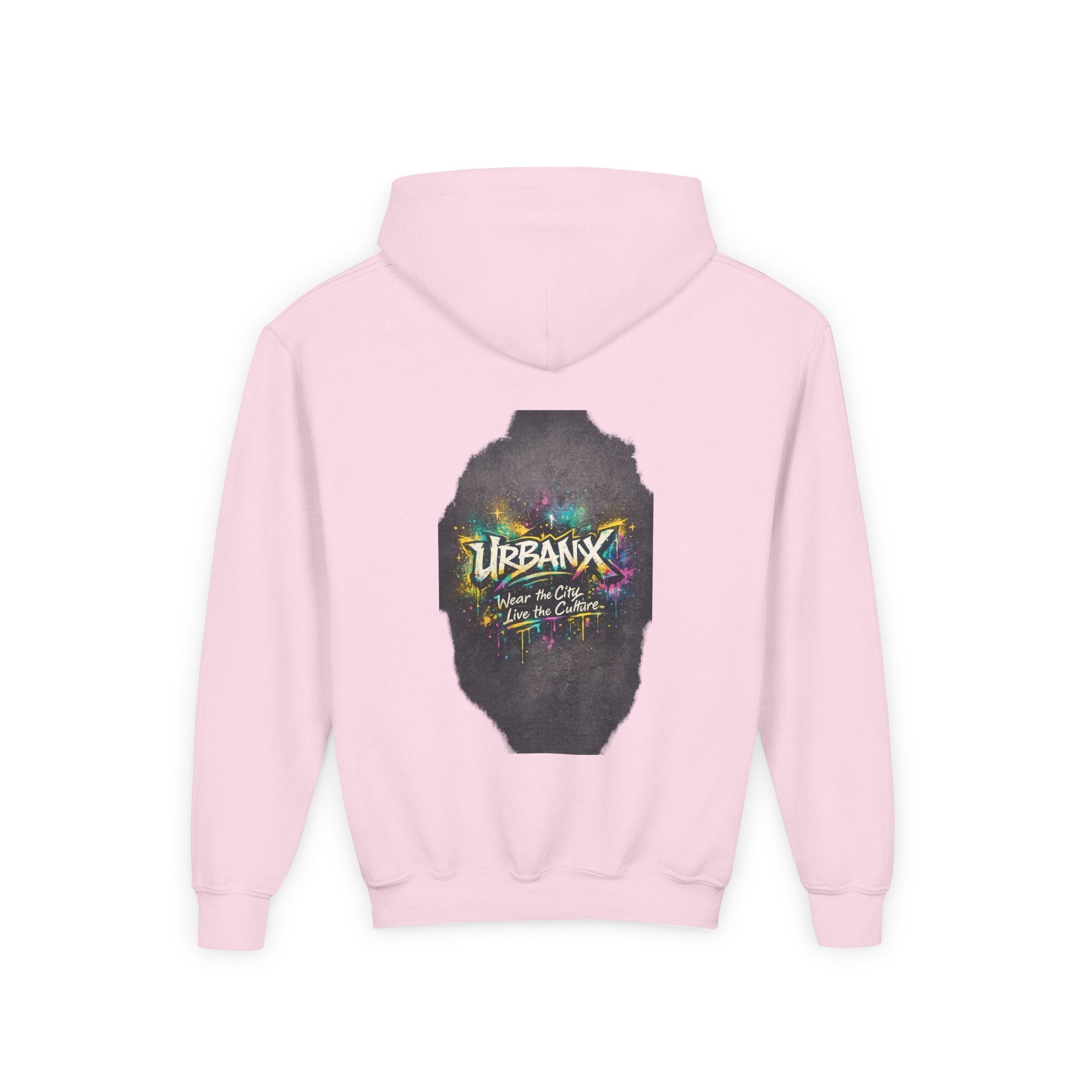 Urbanyx Kids Hoodie — UrbanX Logo Front & Colorful Graffiti Back Youth Sweatshirt