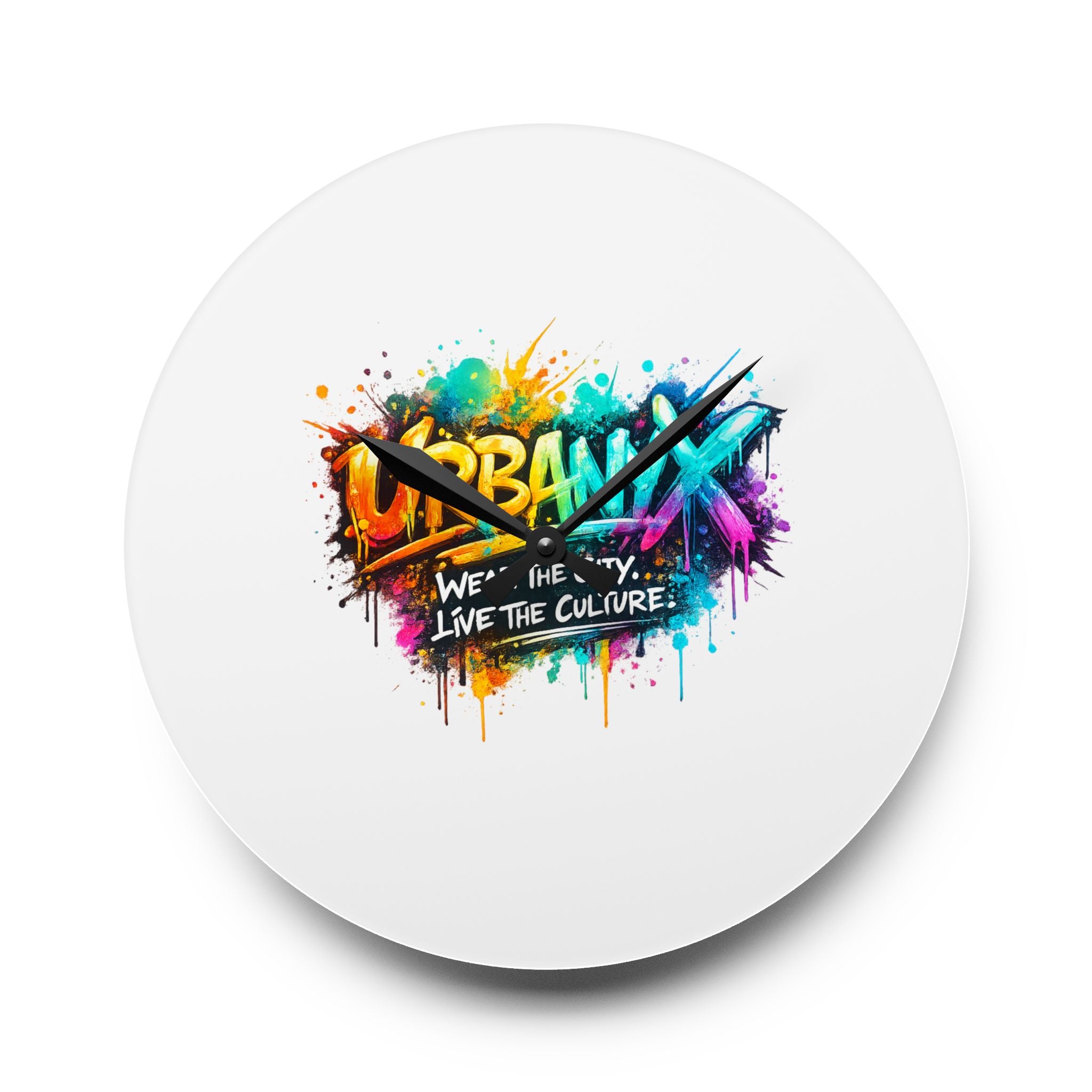 Urbanyx Acrylic Wall Clock — Colorful Urban Graffiti Design