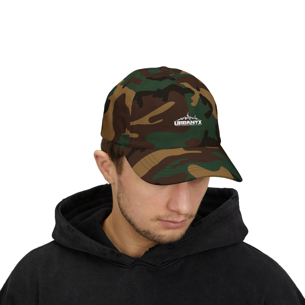 Urbanyx Dad Cap — Minimalist White Skyline Embroidered Hat