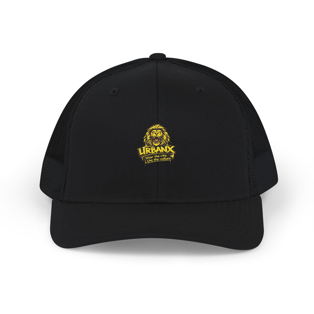 Embroidered Lion Logo Trucker Hat — Snapback Mesh Cap