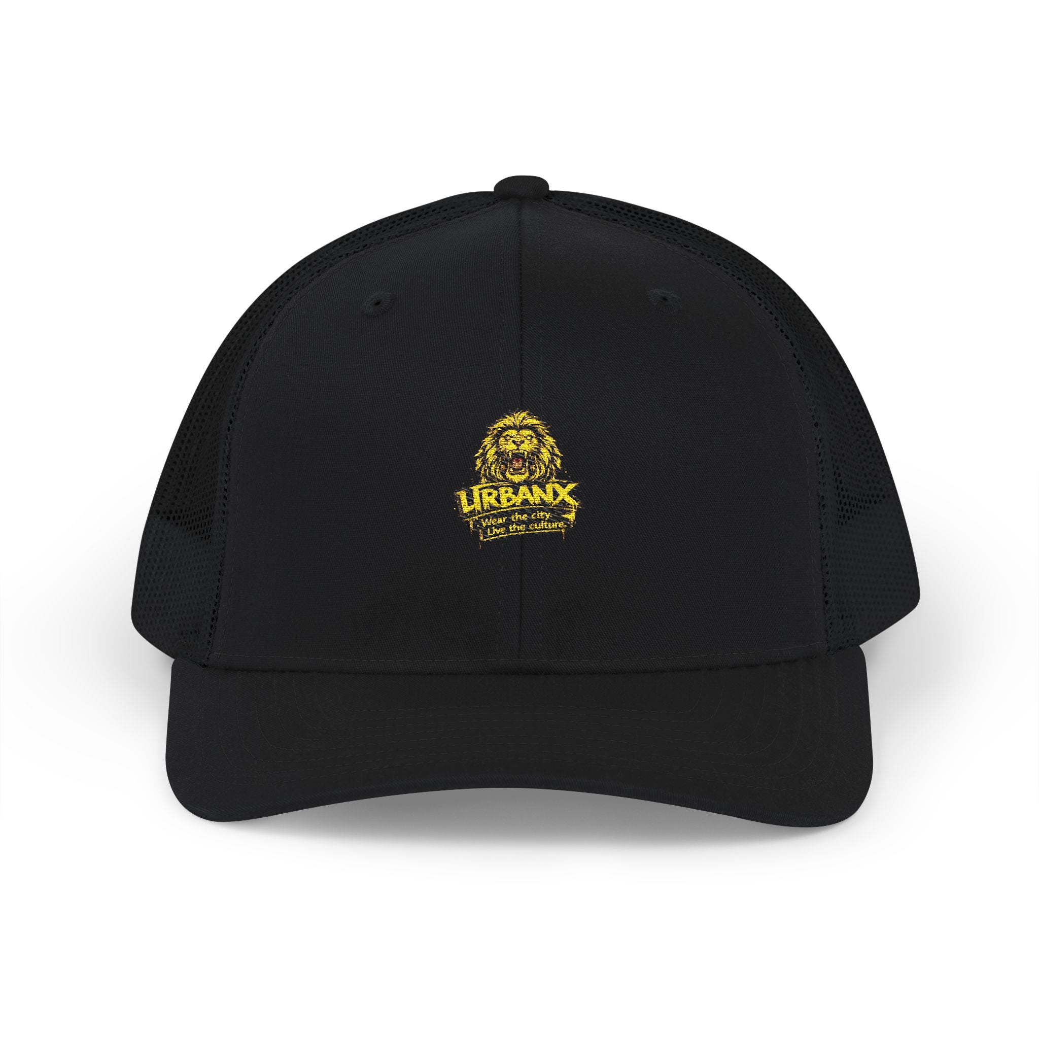 Embroidered Lion Logo Trucker Hat — Snapback Mesh Cap