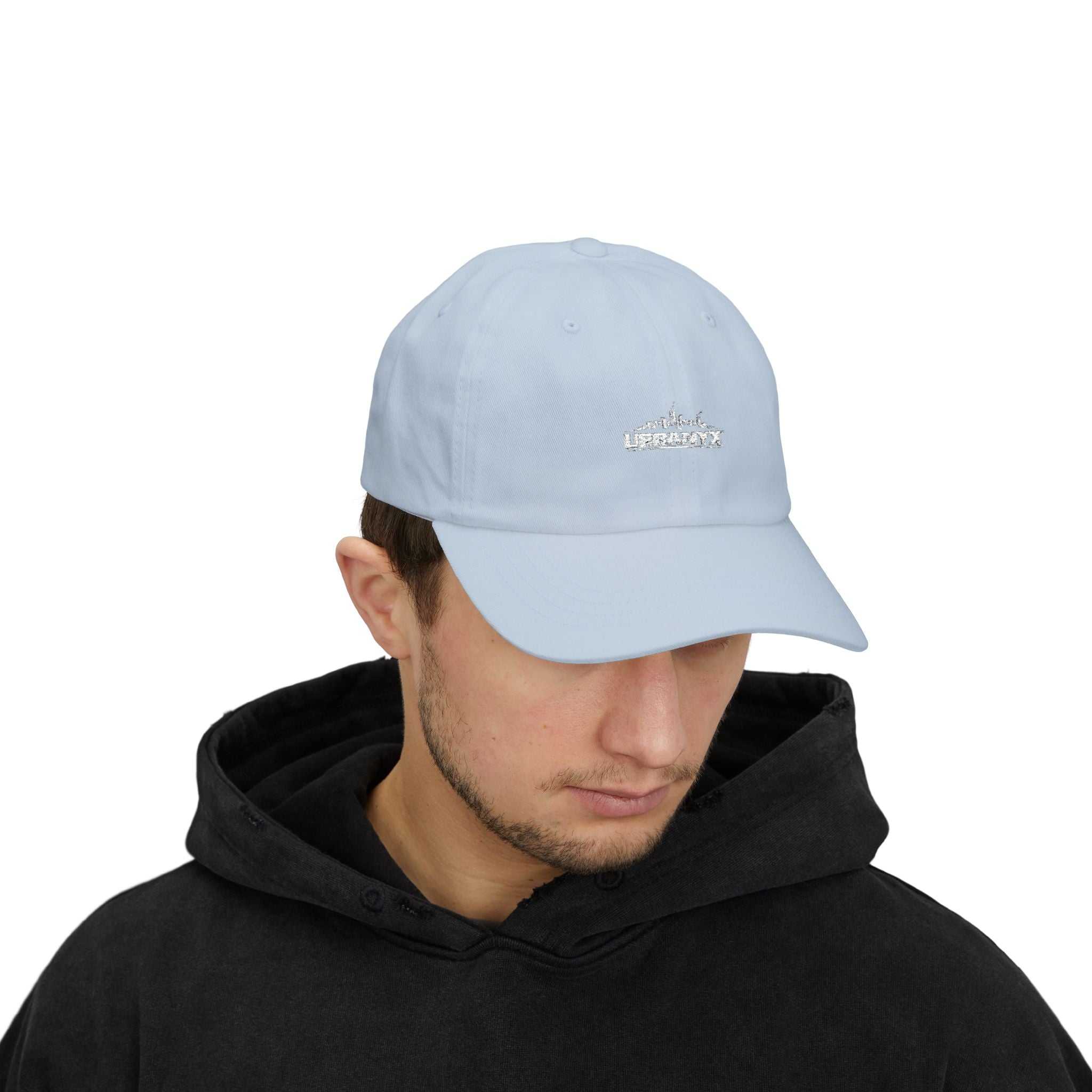 Urbanyx Dad Cap — Minimalist White Skyline Embroidered Hat