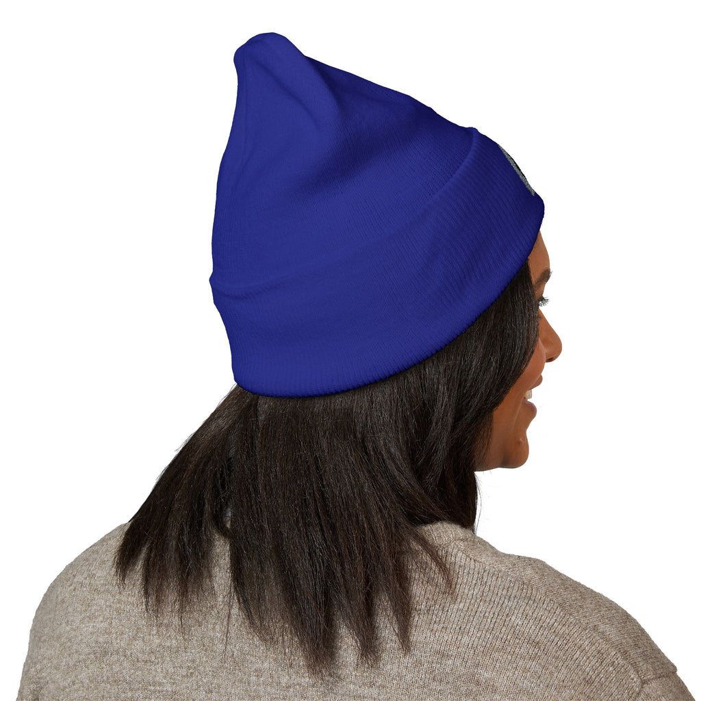 Urbanyx Embroidered Fire Patch Cuffed Beanie — Cozy White Knit Winter Hat